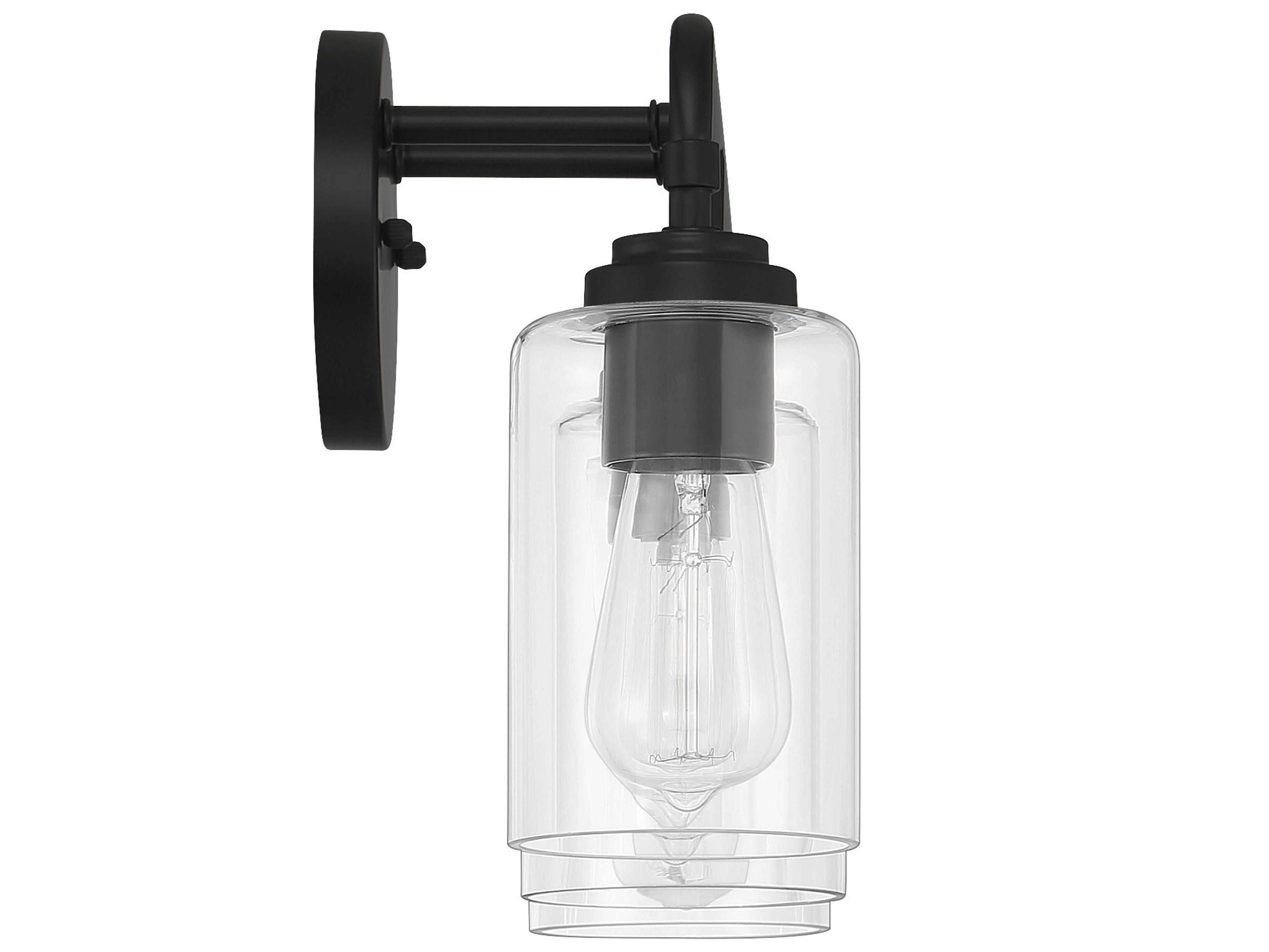 Craftmade Stowe 3-Light Flat Black Glass Vanity Light