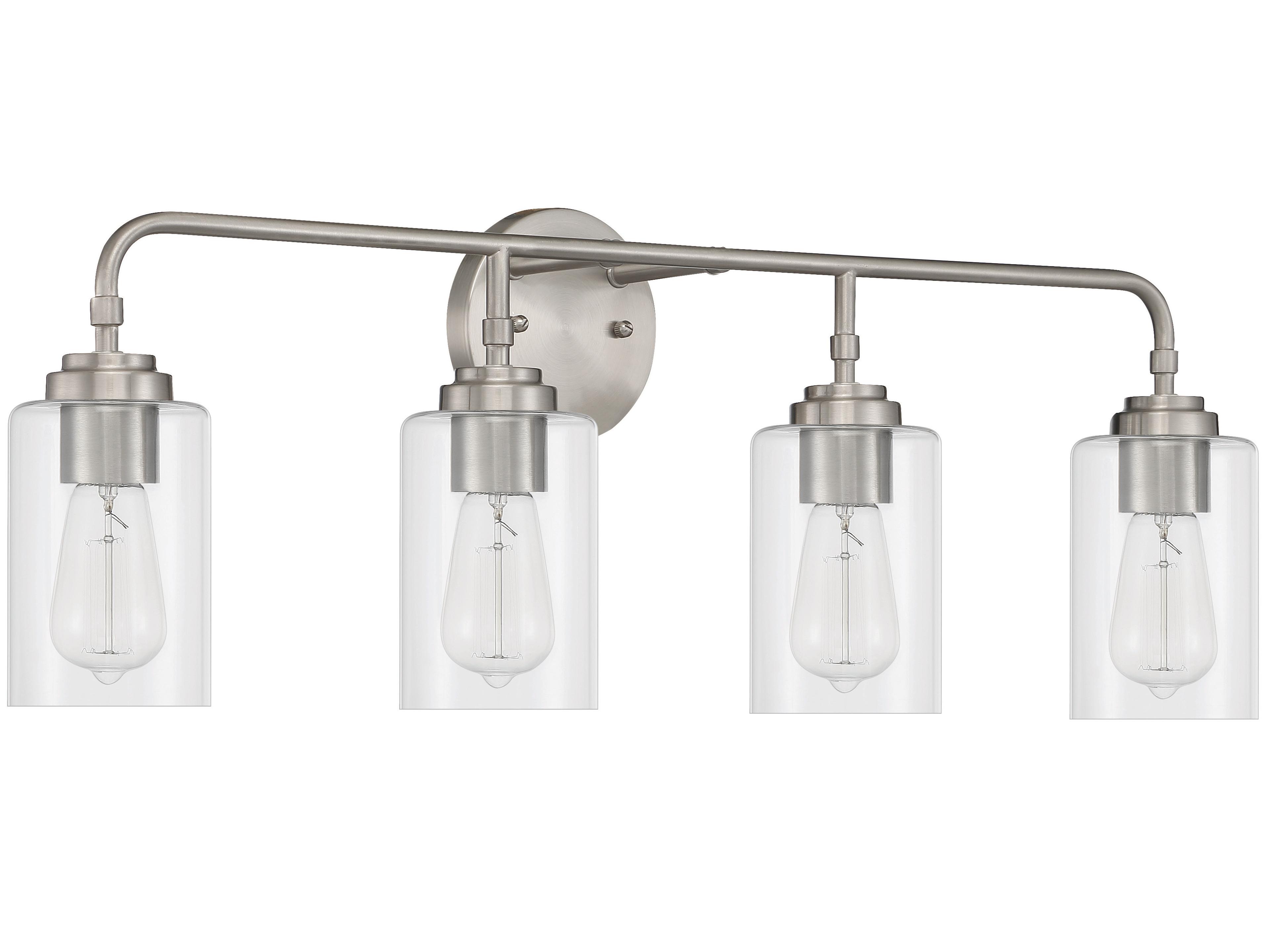 Stowe 4-Light Brushed Polished Nickel Glass Vanity Light