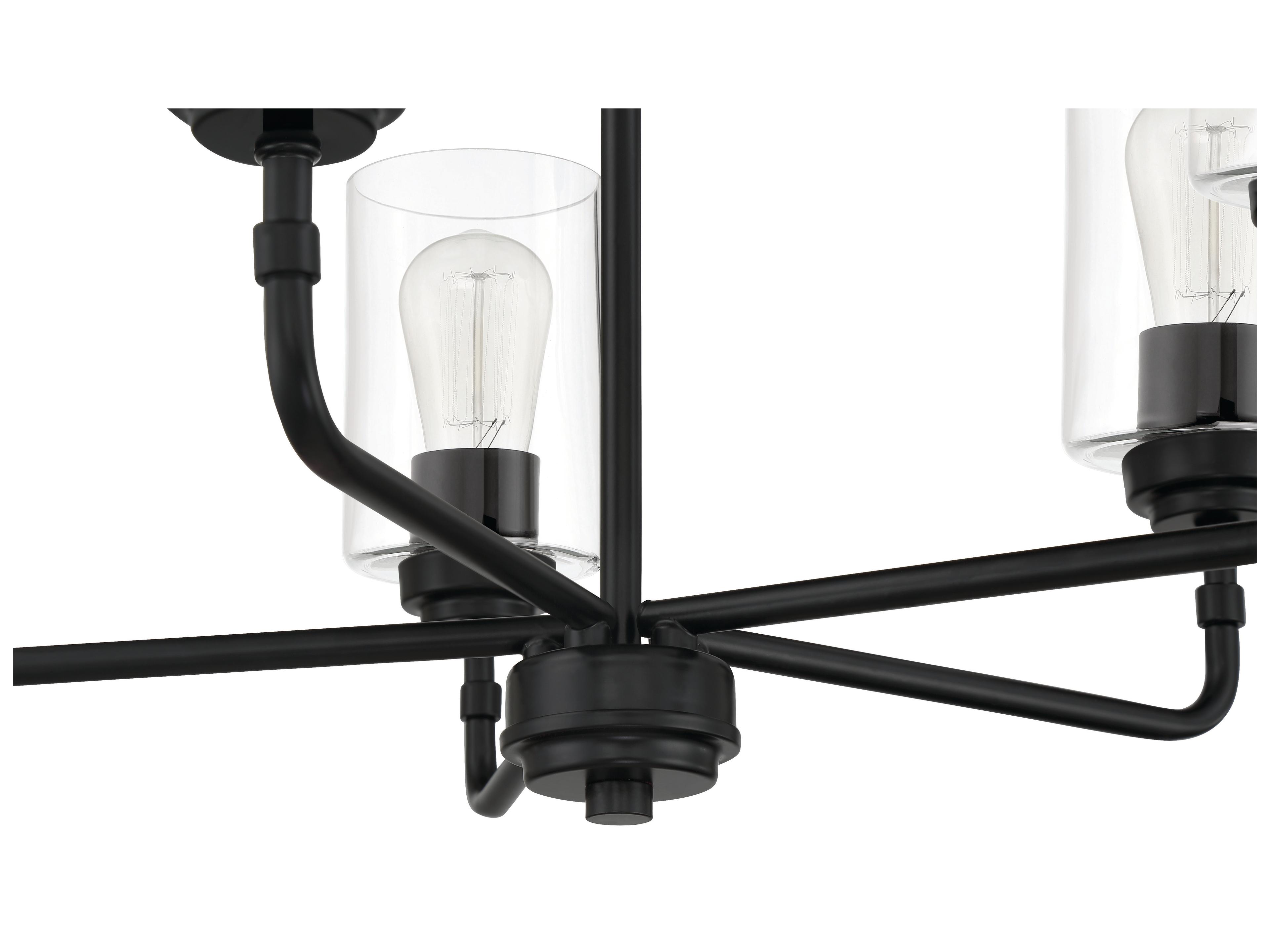 Craftmade Stowe 5-Light Flat Black Glass Cylinder Chandelier