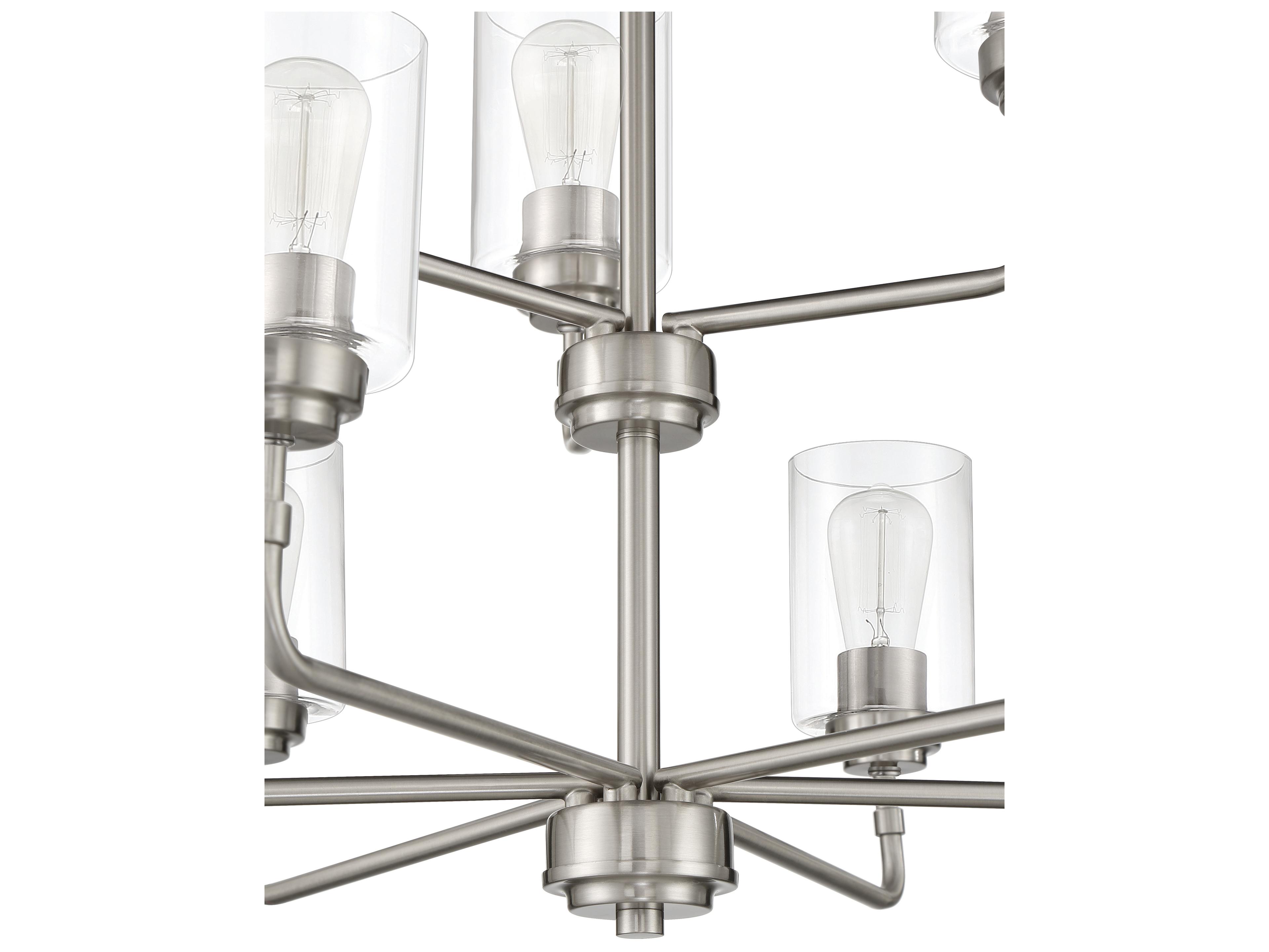 Craftmade Stowe 9-Light Brushed Polished Nickel Glass Cylinder Chandelier