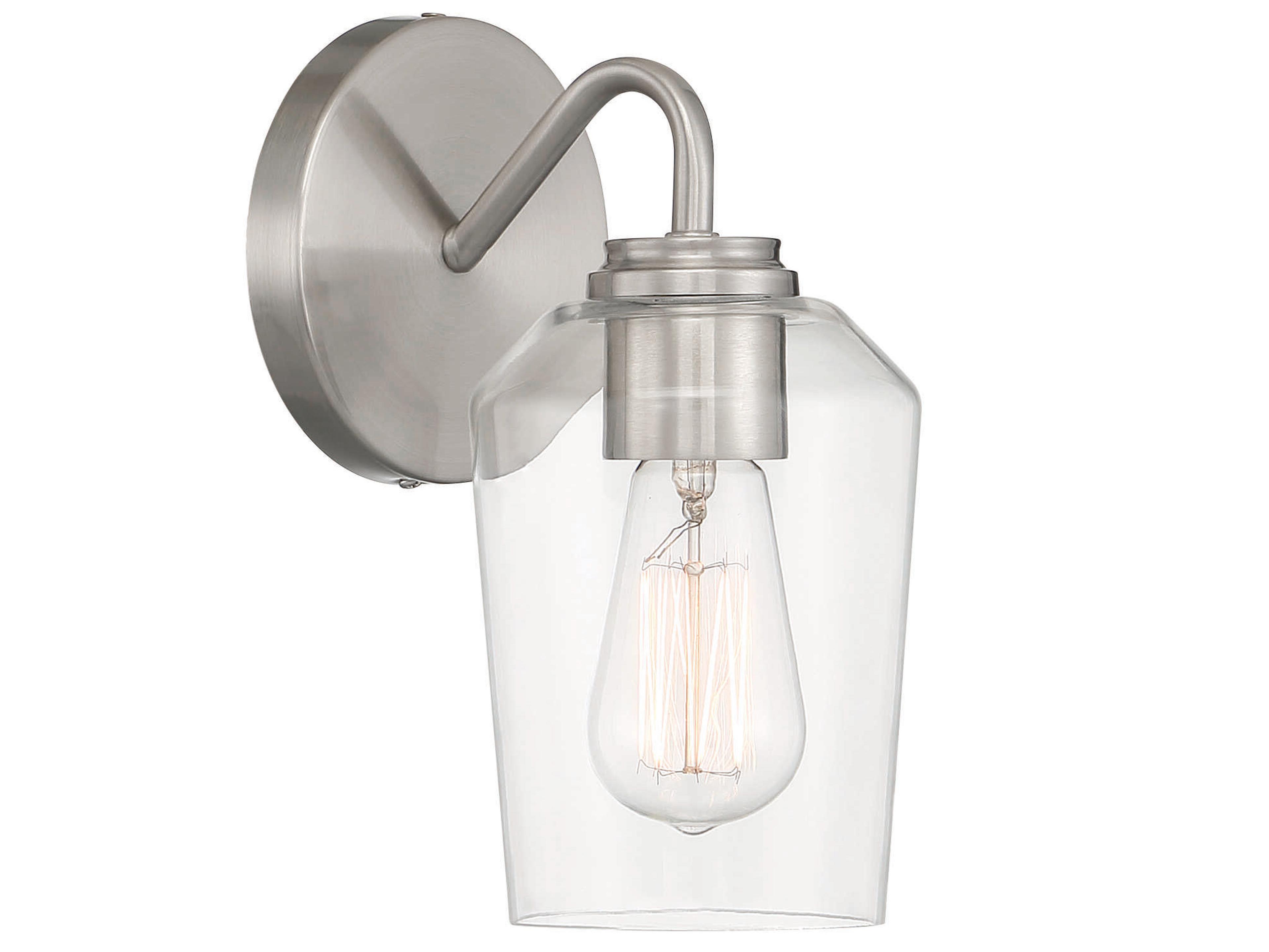 Craftmade Shayna 1-Light Brushed Polished Nickel Glass Vanity Light