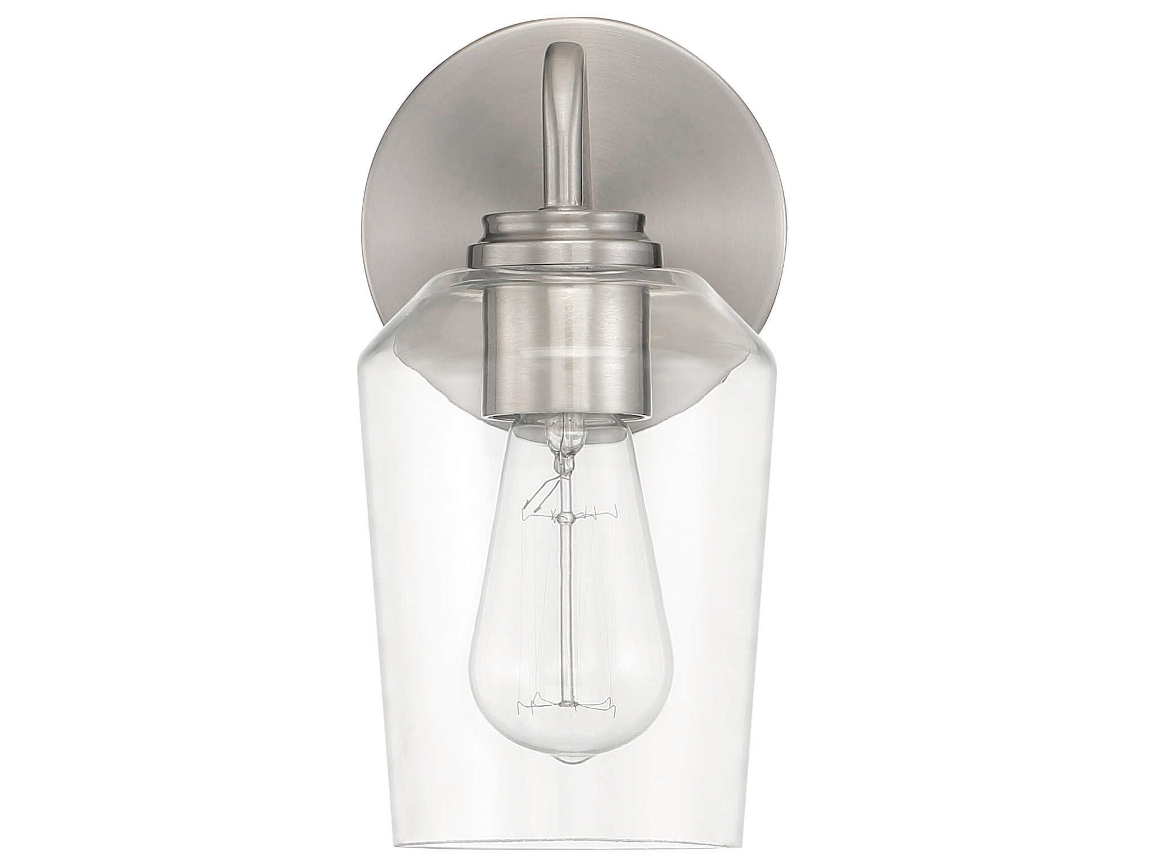 Craftmade Shayna 1-Light Brushed Polished Nickel Glass Vanity Light