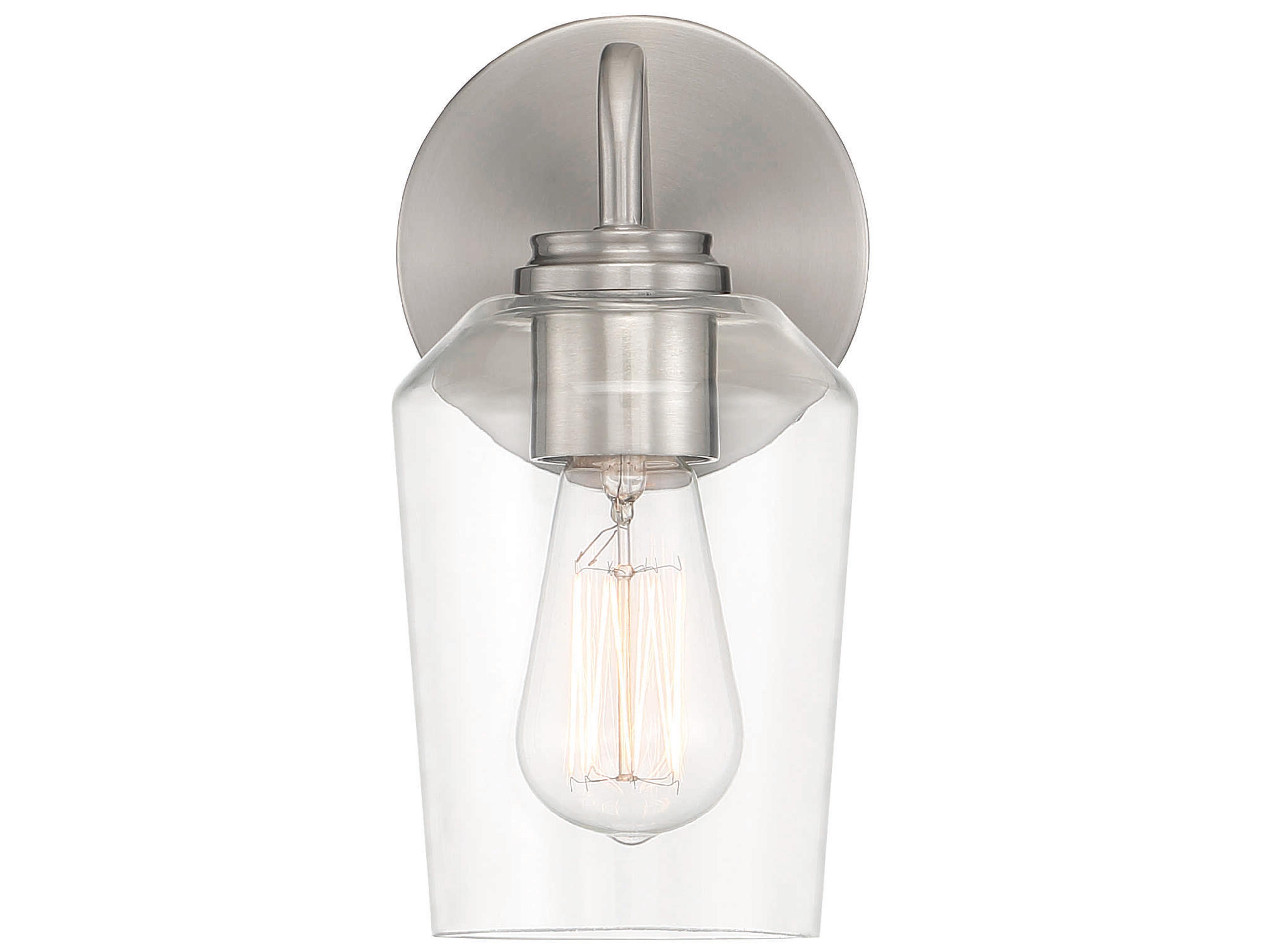 Craftmade Shayna 1-Light Brushed Polished Nickel Glass Vanity Light