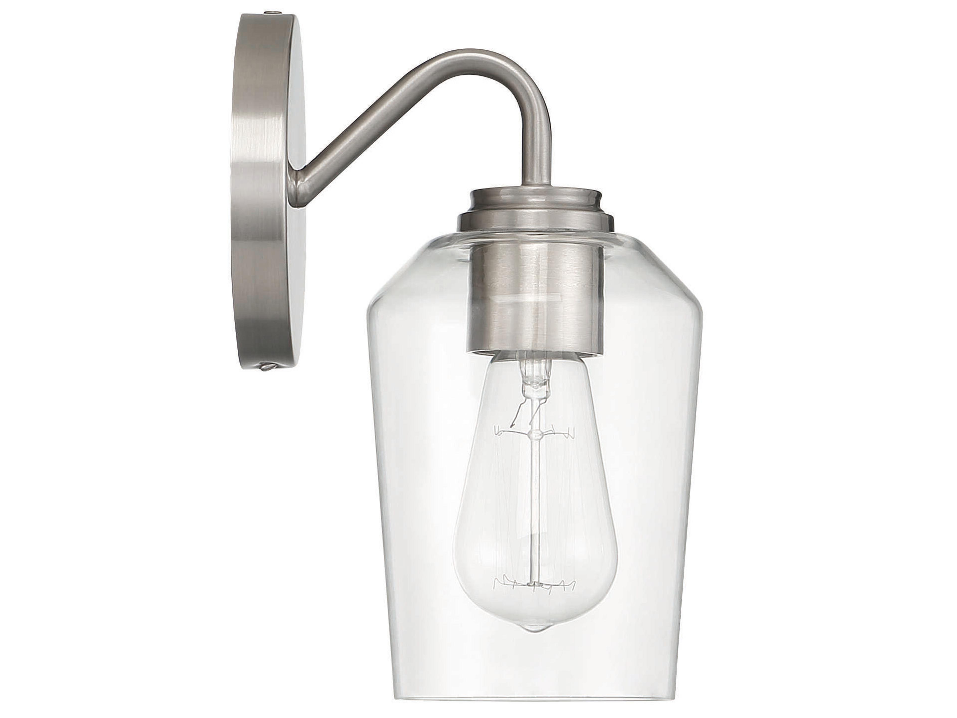 Craftmade Shayna 1-Light Brushed Polished Nickel Glass Vanity Light