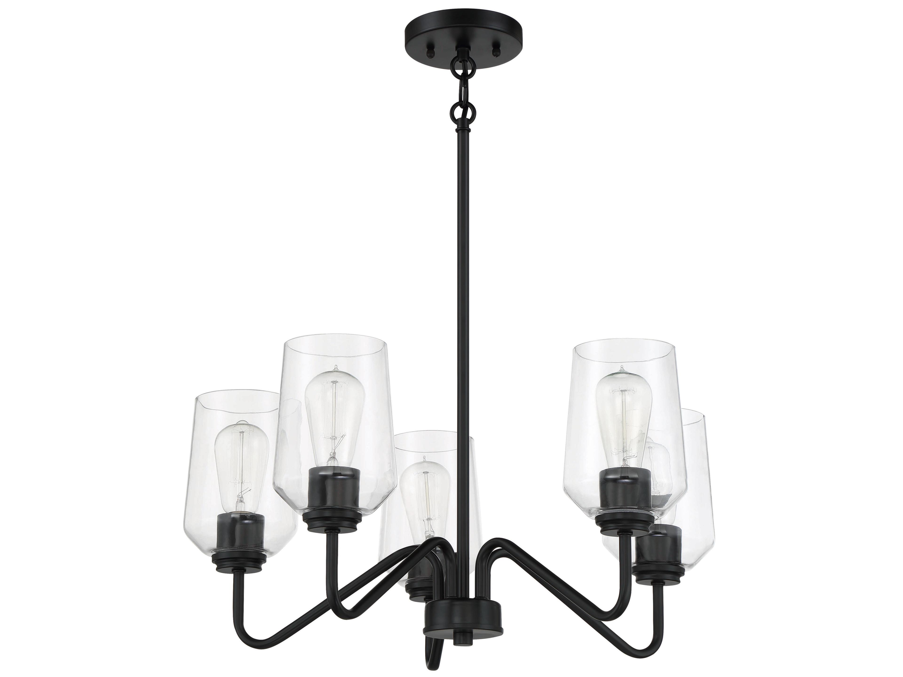 Shayna 5-Light Flat Black Glass Cylinder Chandelier
