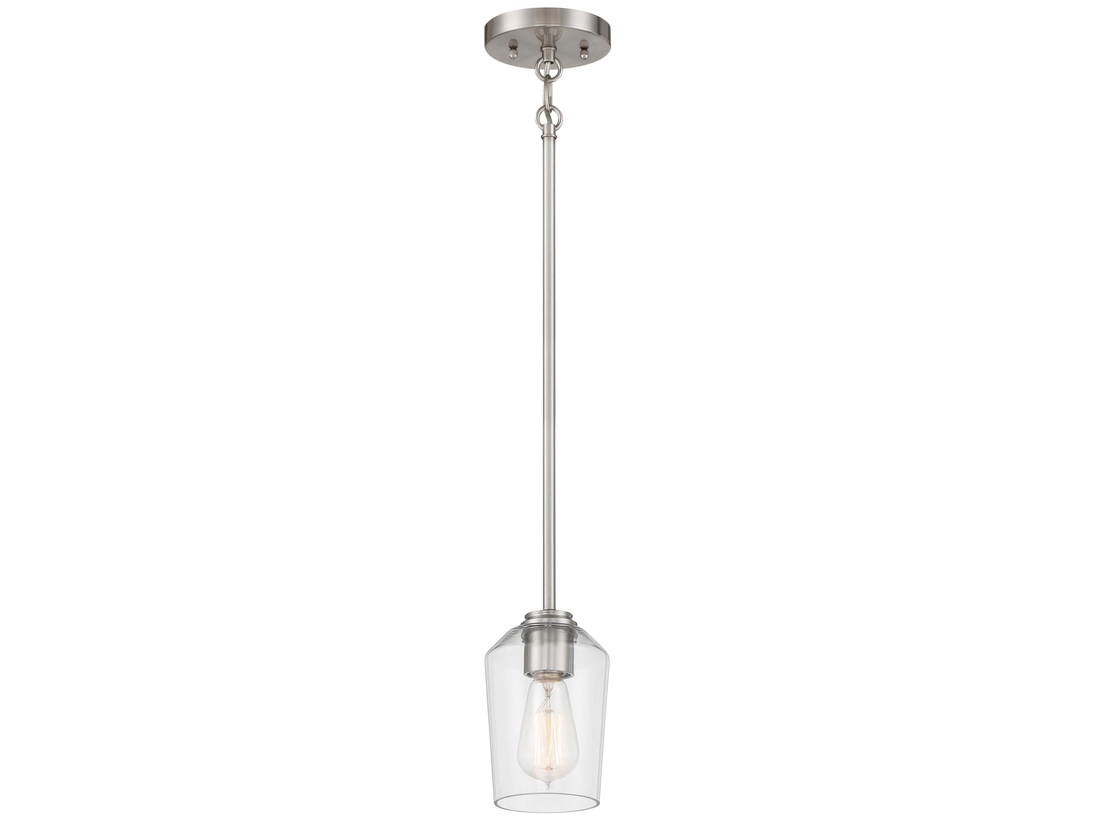 Craftmade Shayna 1-Light Brushed Polished Nickel Glass Cylinder Mini Pendant