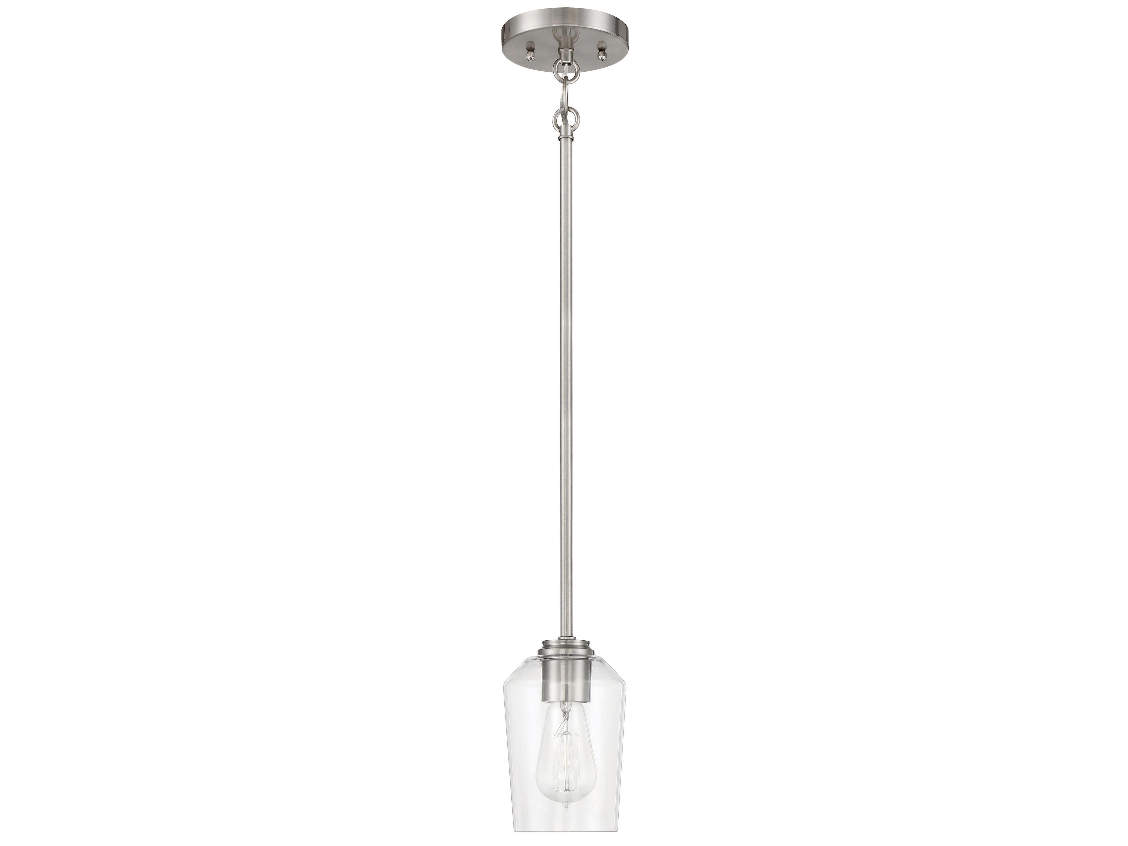 Craftmade Shayna 1-Light Brushed Polished Nickel Glass Cylinder Mini Pendant