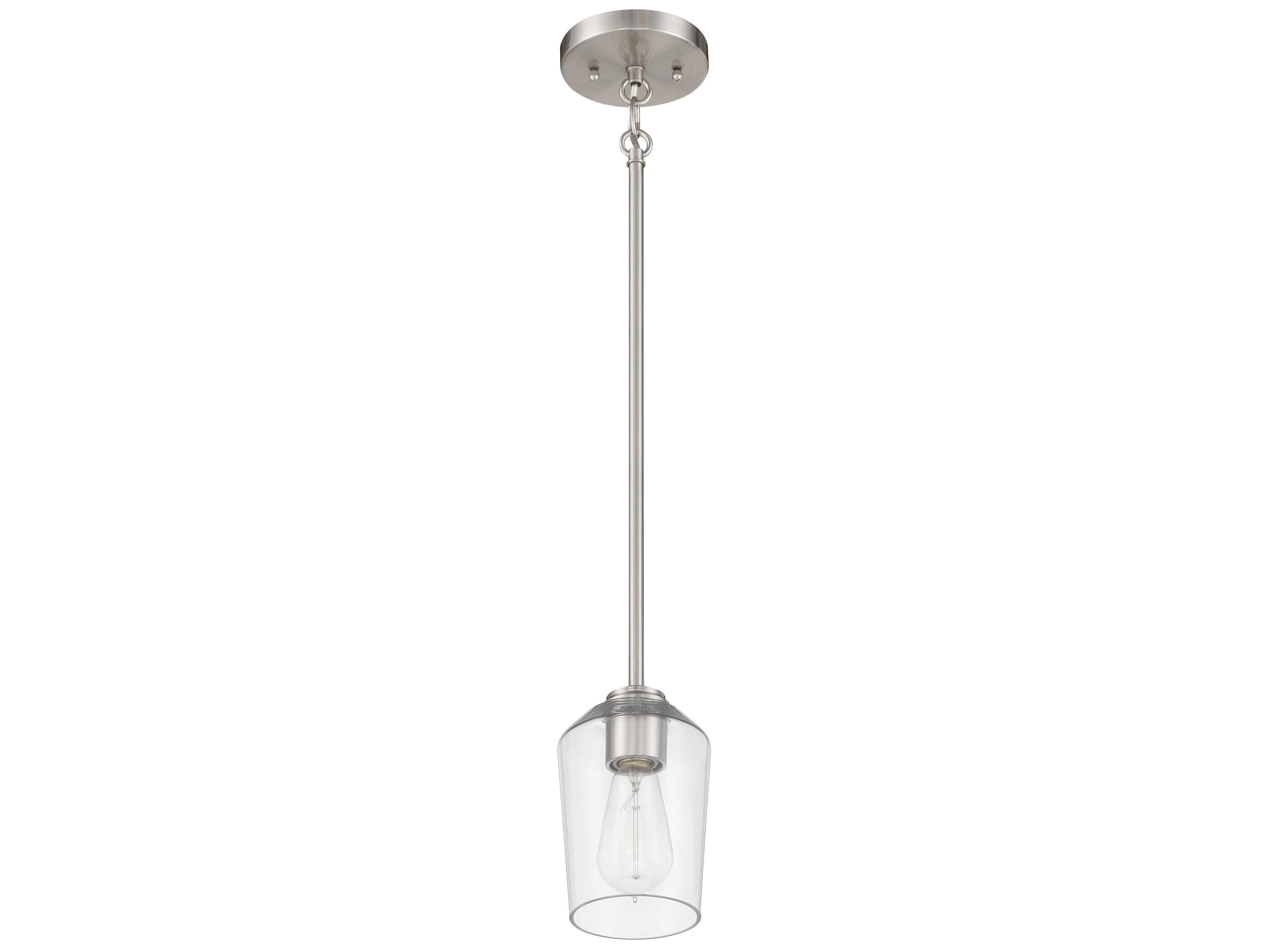 Craftmade Shayna 1-Light Brushed Polished Nickel Glass Cylinder Mini Pendant
