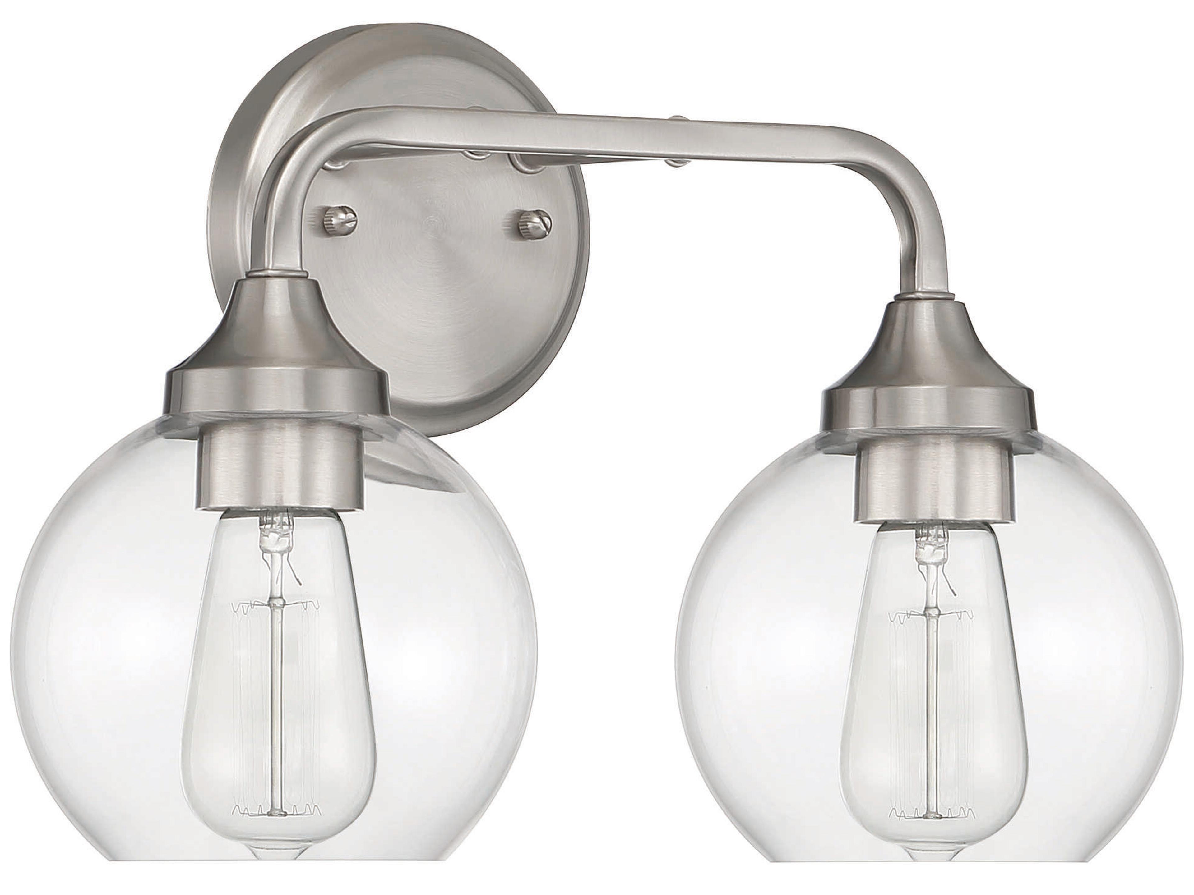 Glenda 2-Light Brushed Polished Nickel Glass Vanity Light