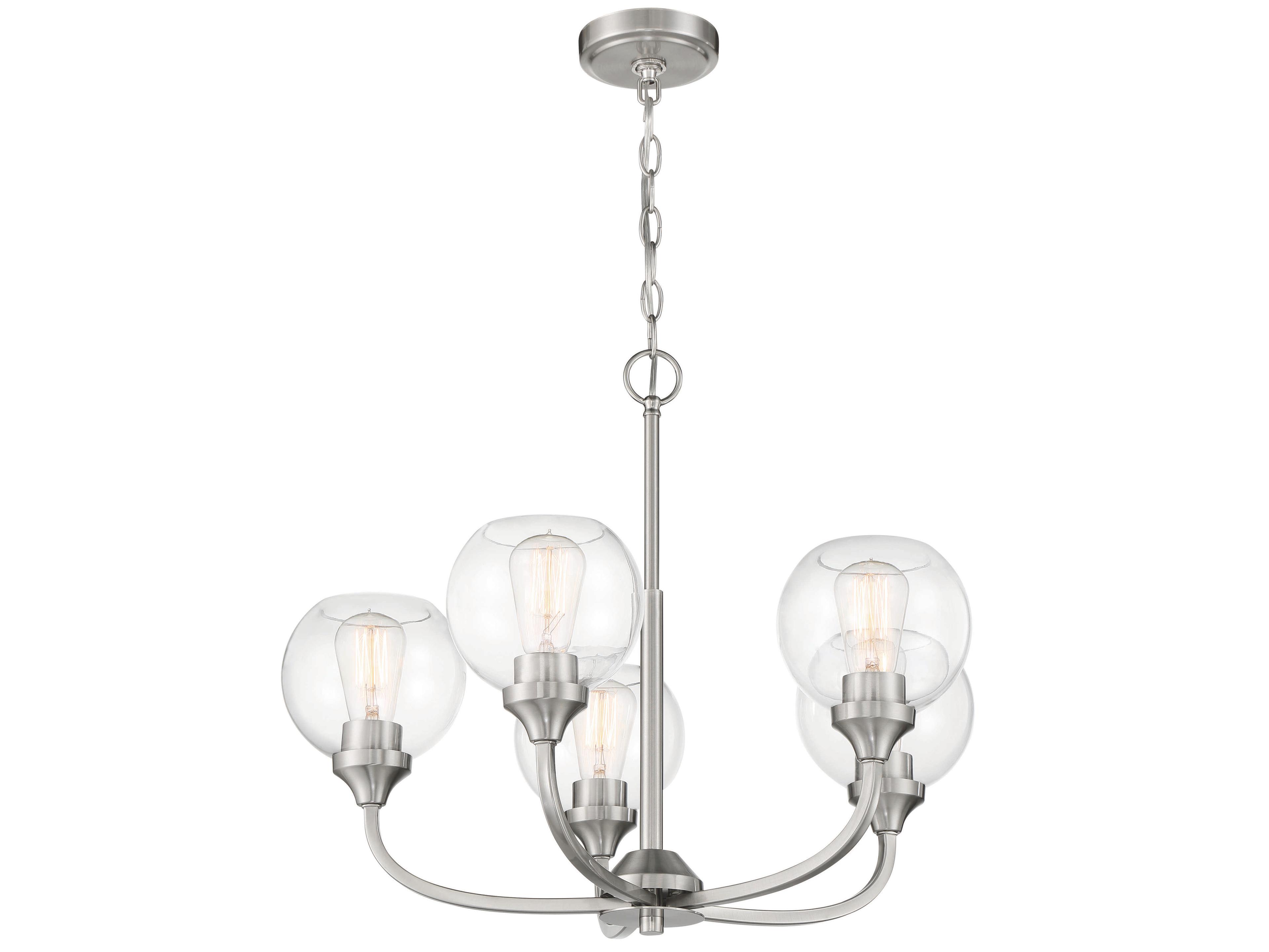 Craftmade Glenda 5-Light Brushed Polished Nickel Glass Globe Round Chandelier