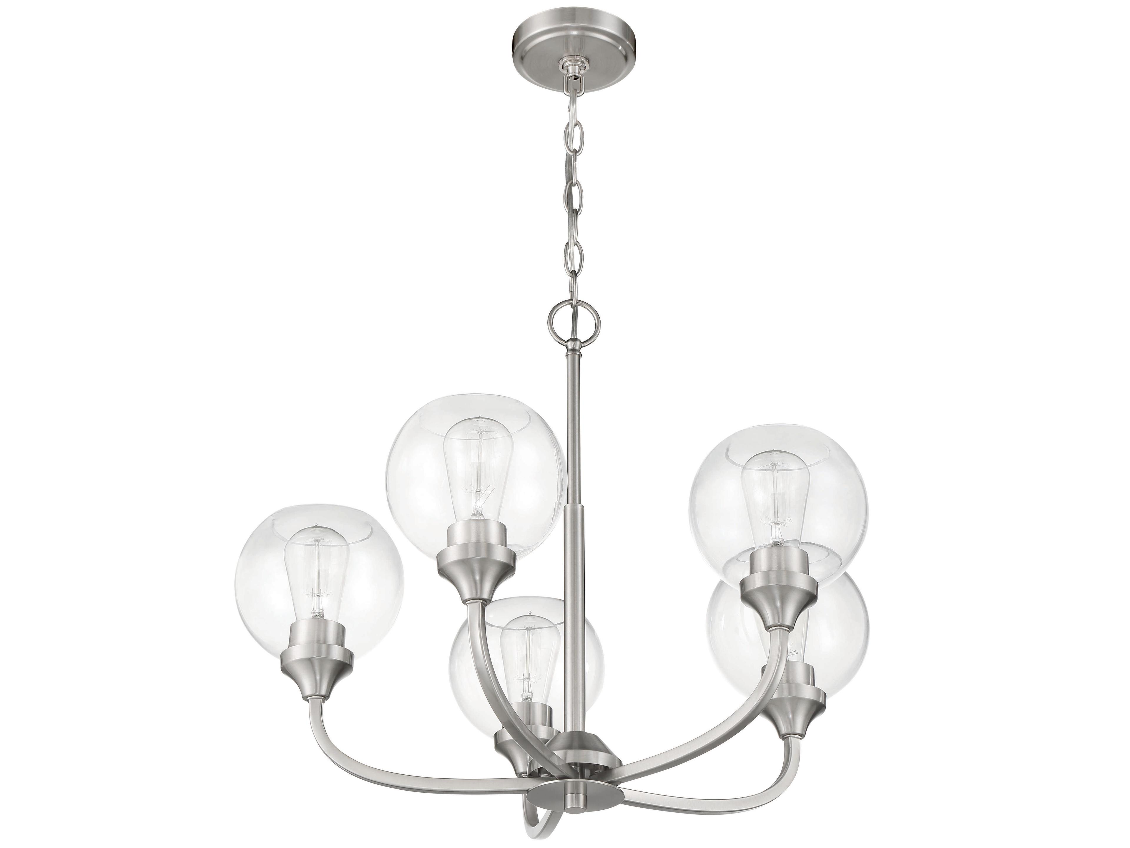 Craftmade Glenda 5-Light Brushed Polished Nickel Glass Globe Round Chandelier