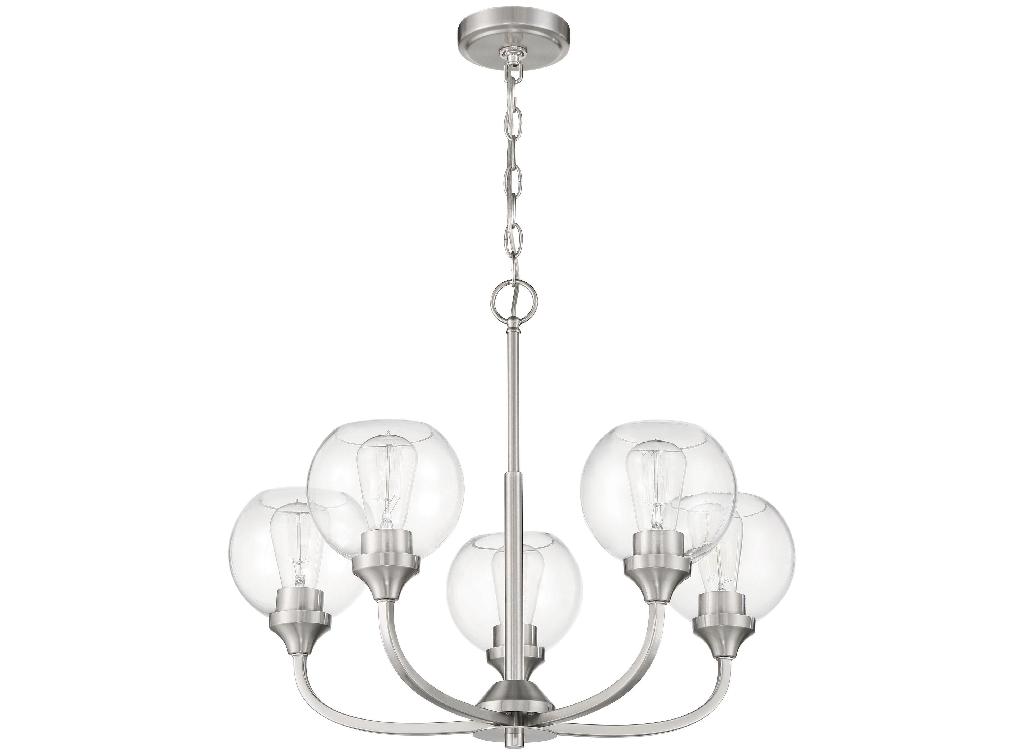 Craftmade Glenda 5-Light Brushed Polished Nickel Glass Globe Round Chandelier