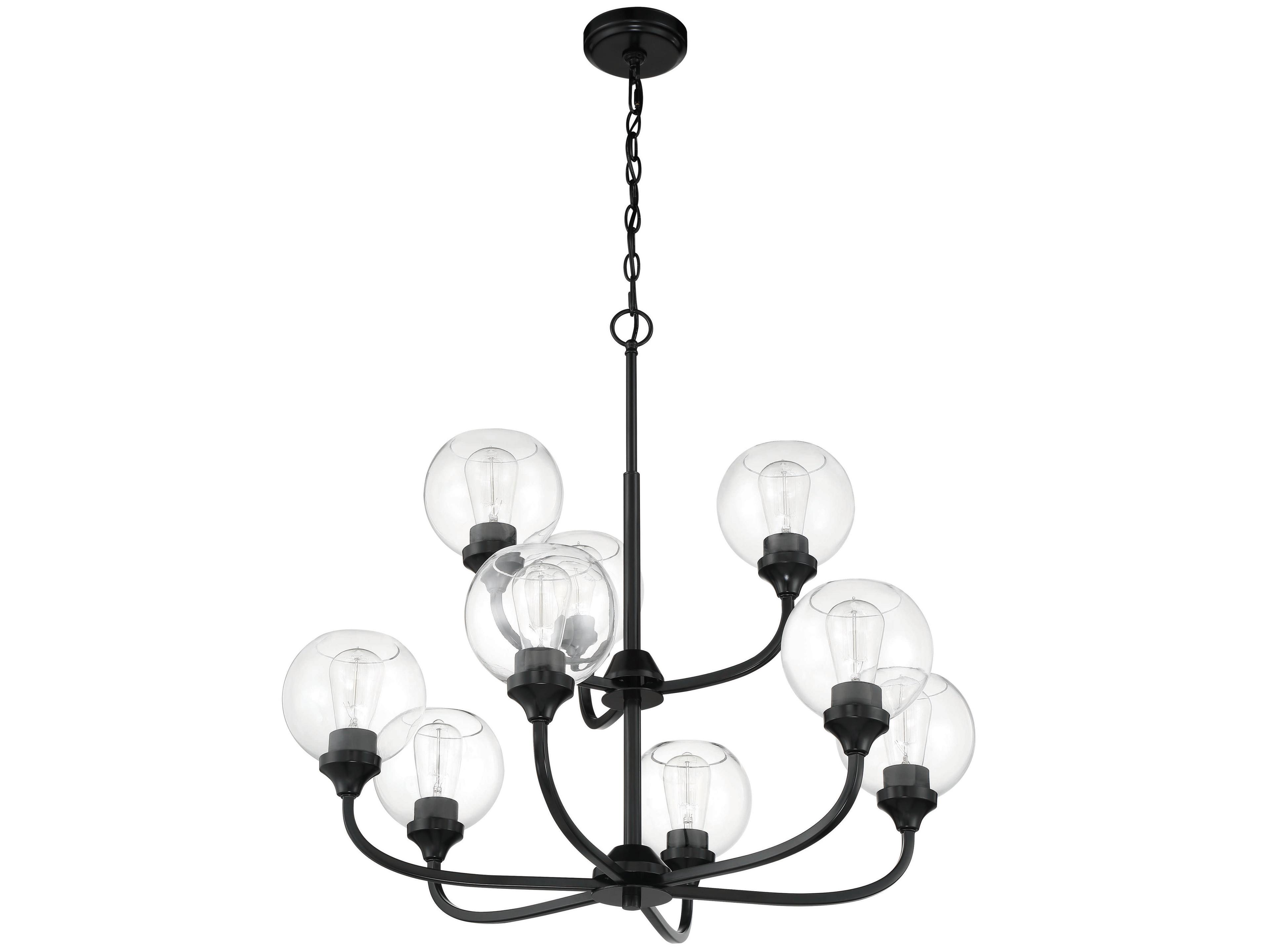 Craftmade Glenda 9-Light Flat Black Glass Globe Round Chandelier