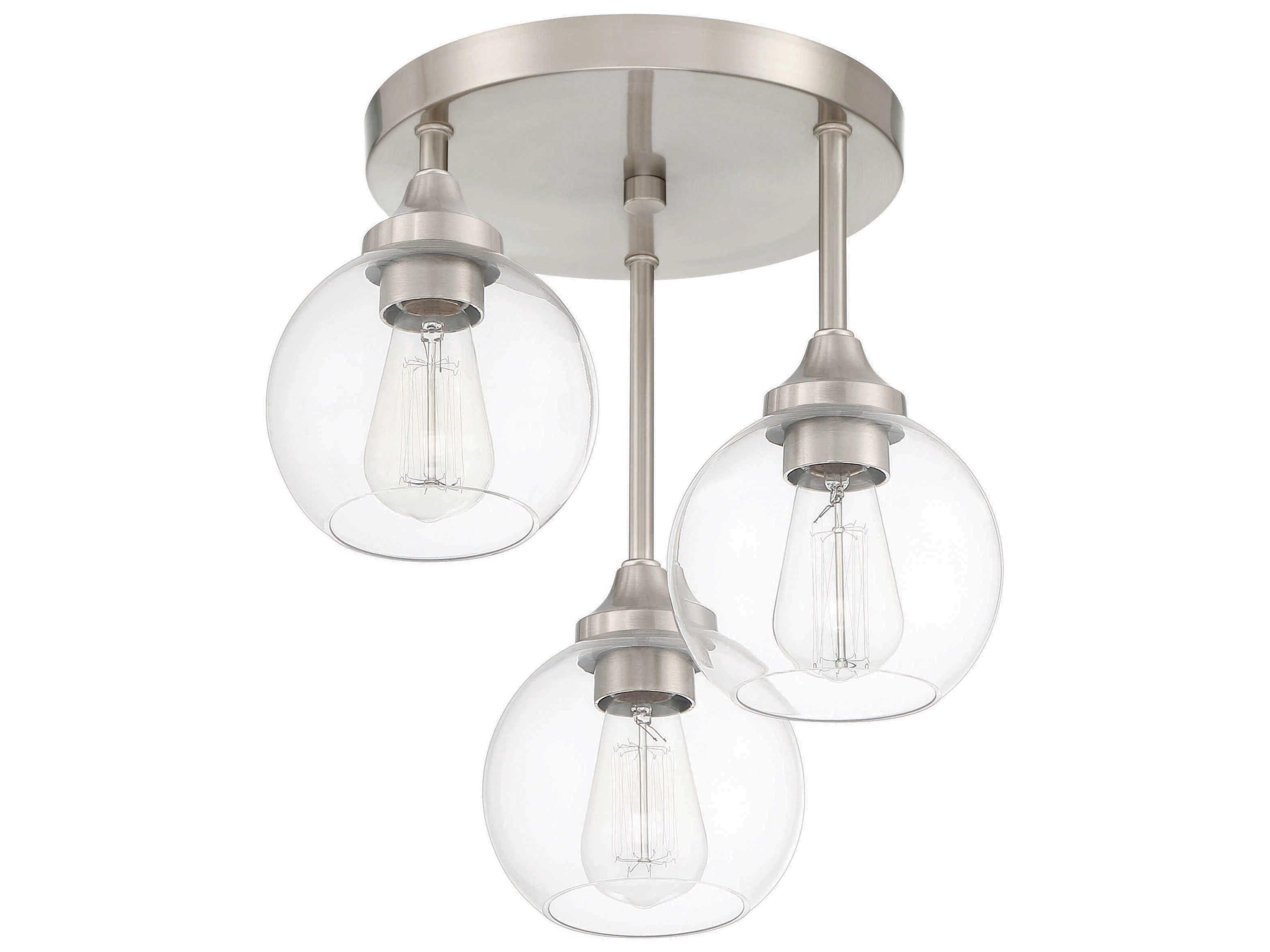 Craftmade Glenda 3-Light Brushed Nickel Glass Globe Semi Flush Mount