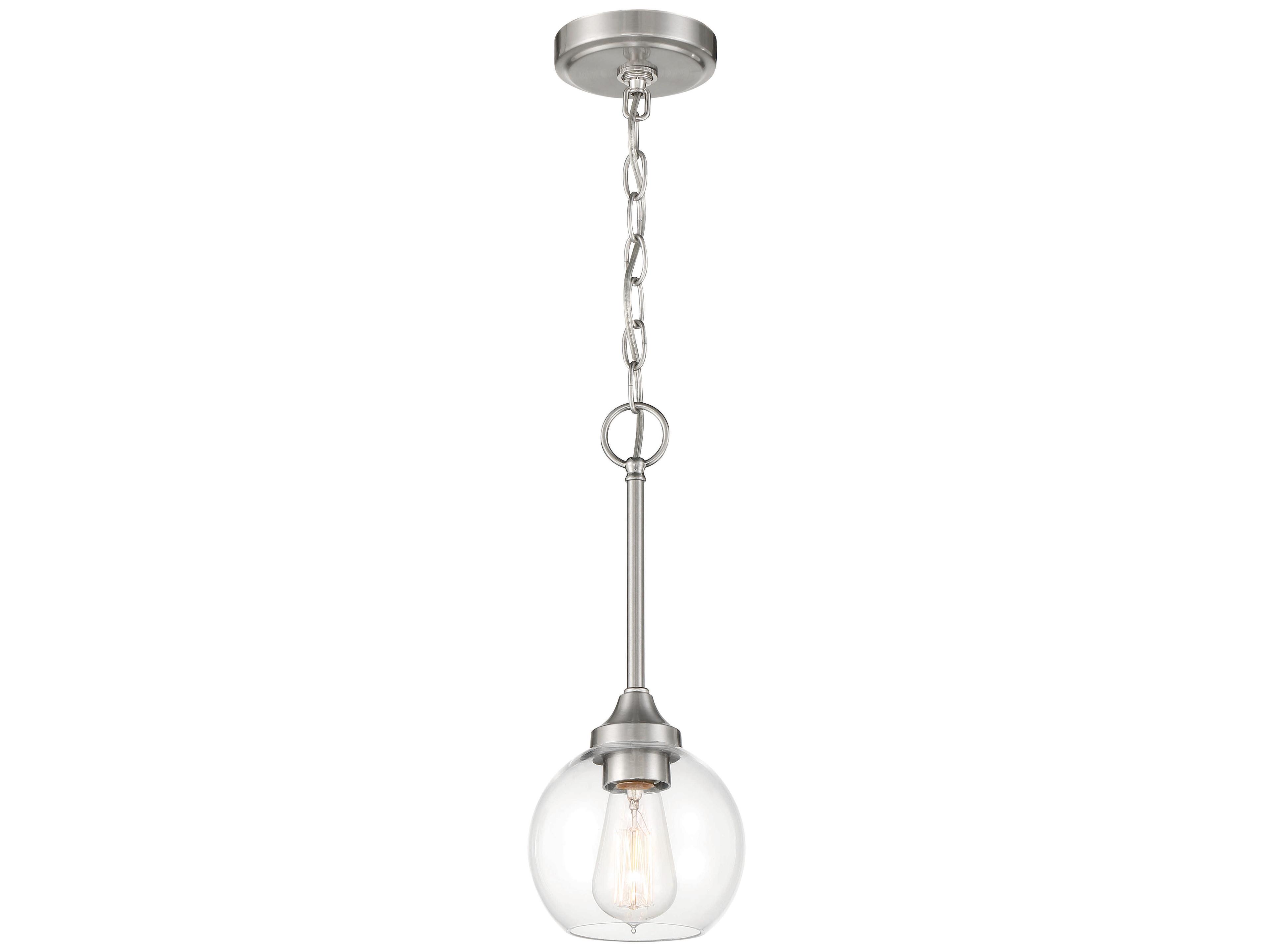 Craftmade Glenda 1-Light Brushed Polished Nickel Glass Globe Round Mini Pendant