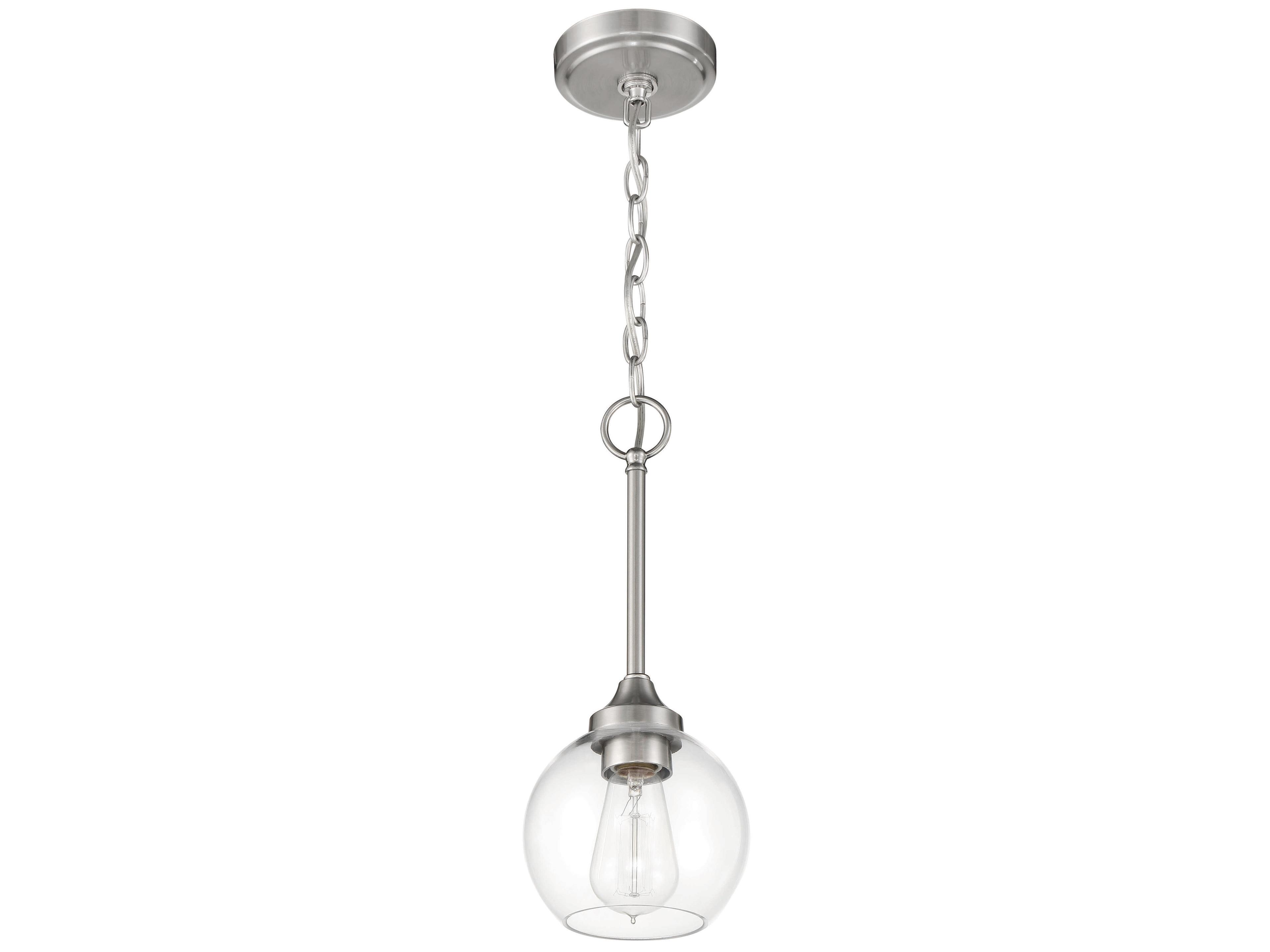 Craftmade Glenda 1-Light Brushed Polished Nickel Glass Globe Round Mini Pendant