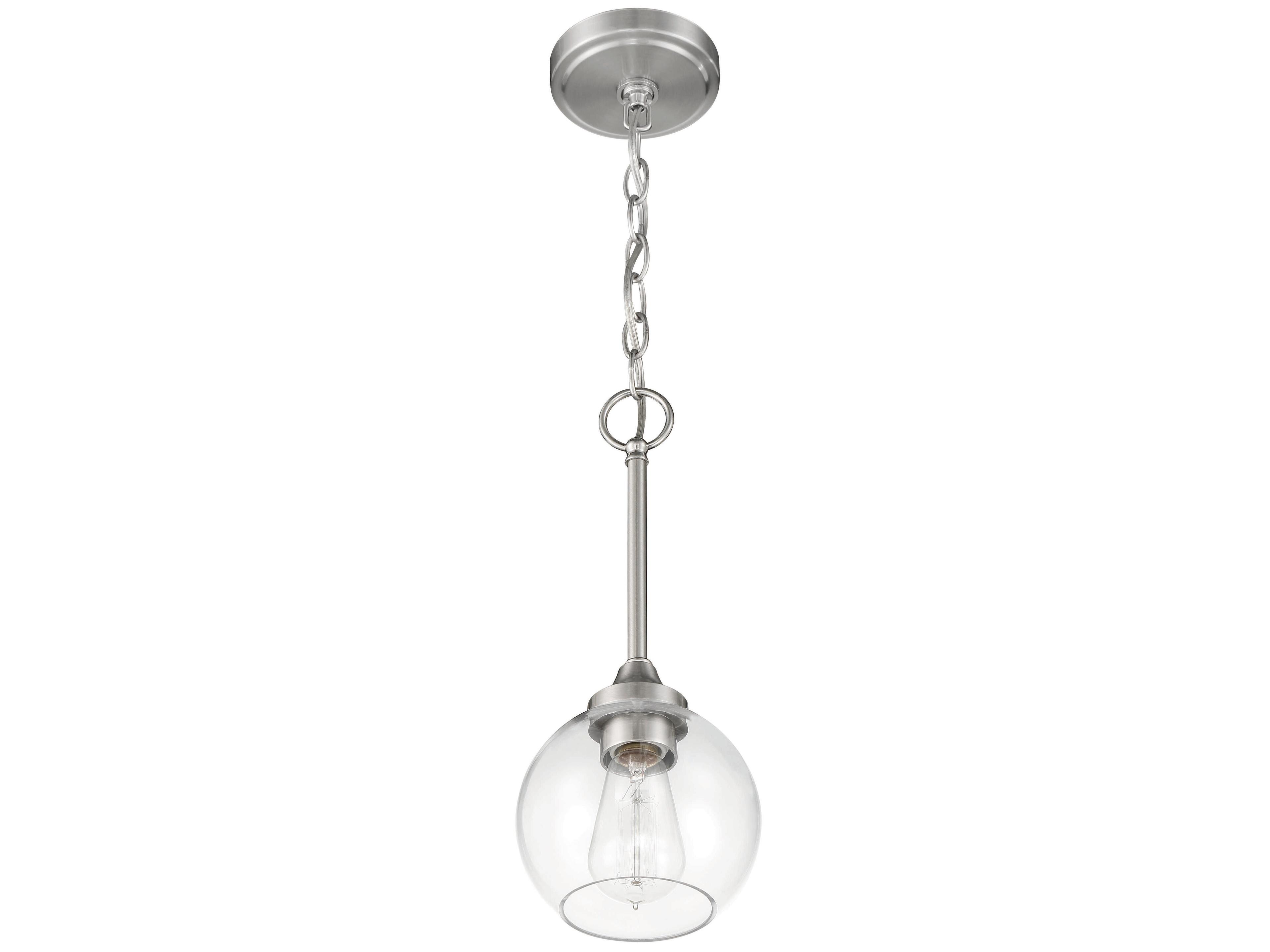 Craftmade Glenda 1-Light Brushed Polished Nickel Glass Globe Round Mini Pendant