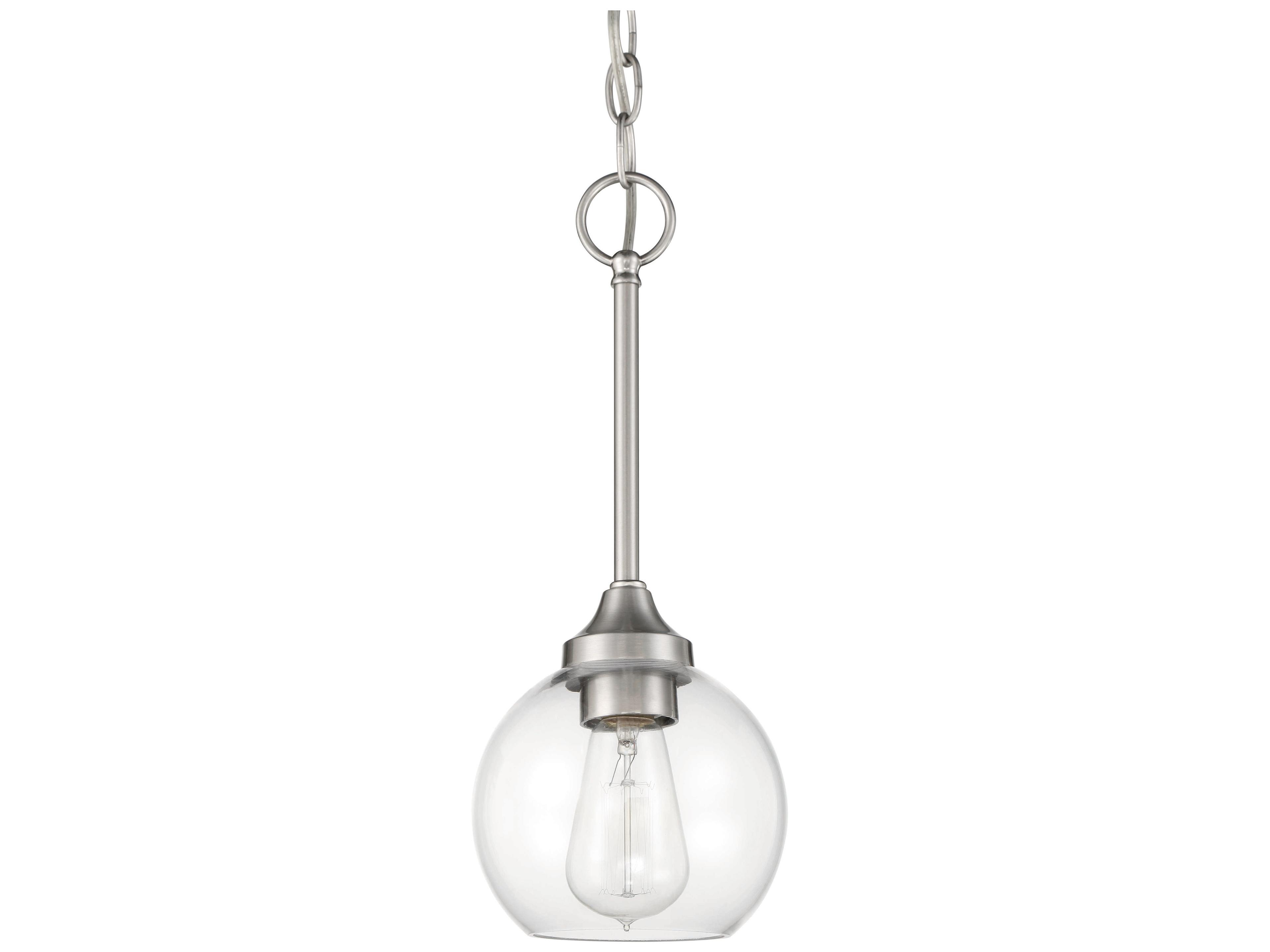 Craftmade Glenda 1-Light Brushed Polished Nickel Glass Globe Round Mini Pendant