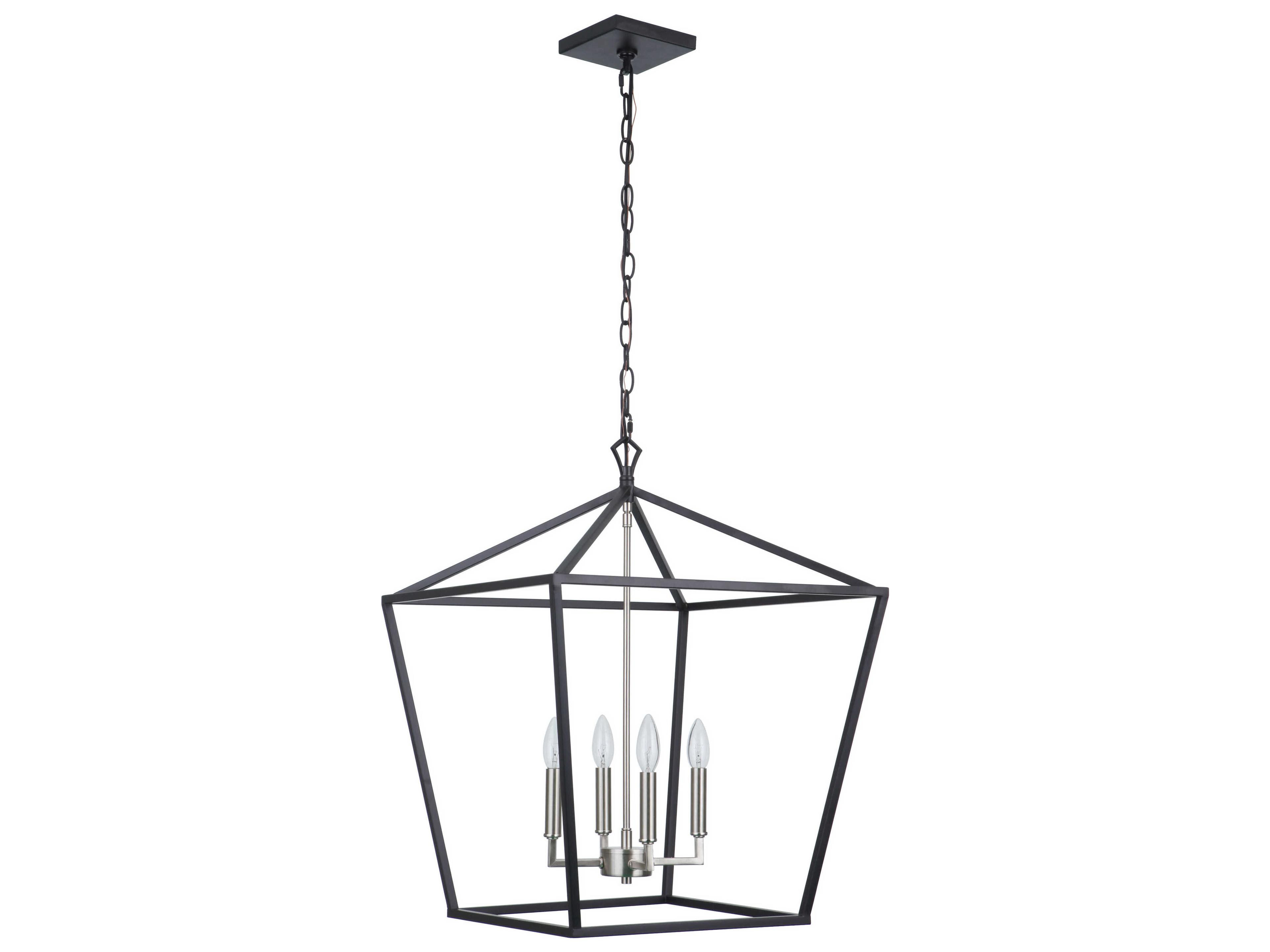 Flynt Ii 4-Light Flat Black Brushed Polished Nickel Chandelier
