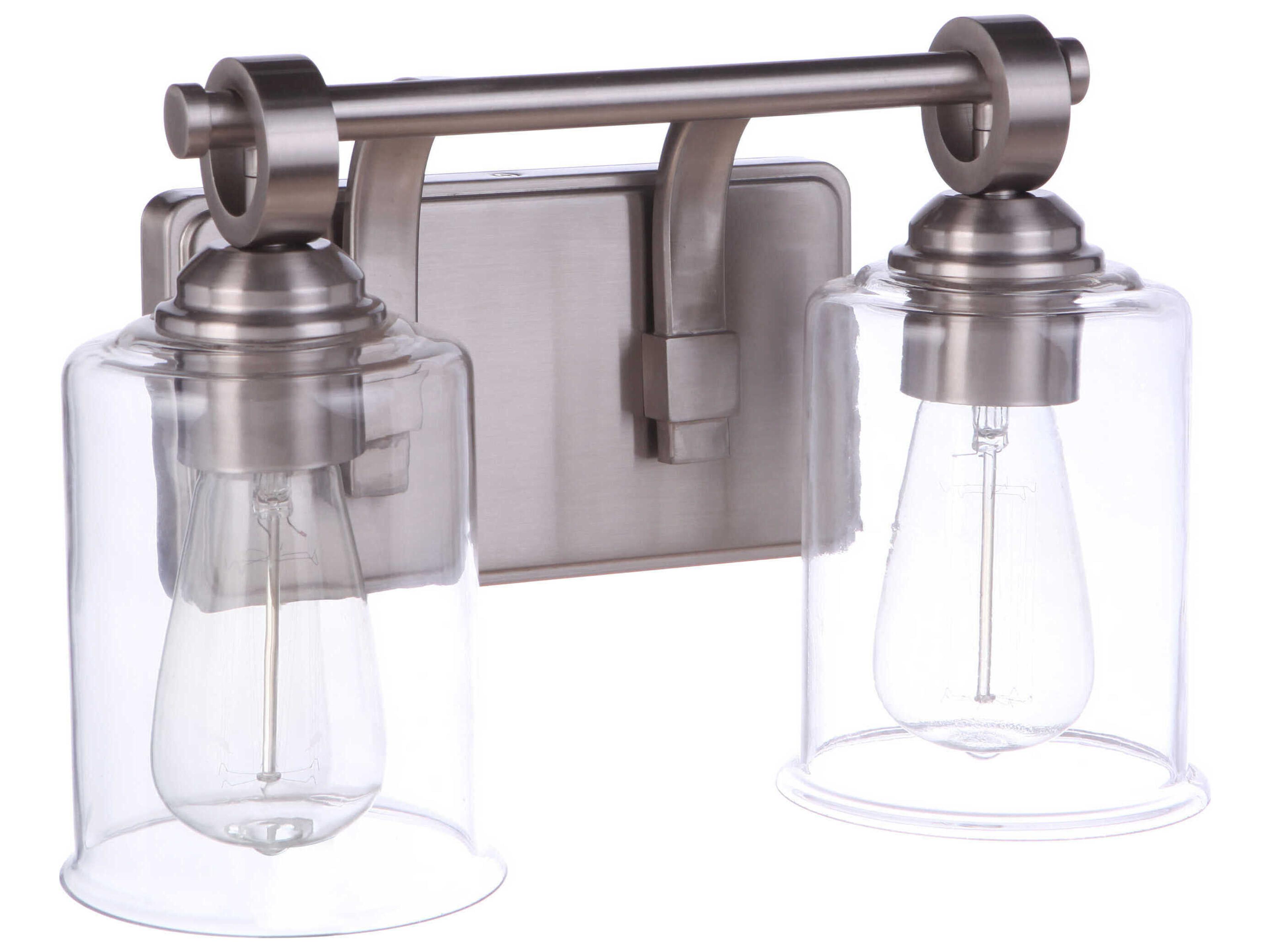 Romero 2-Light Brushed Polished Nickel Glass Vanity Light