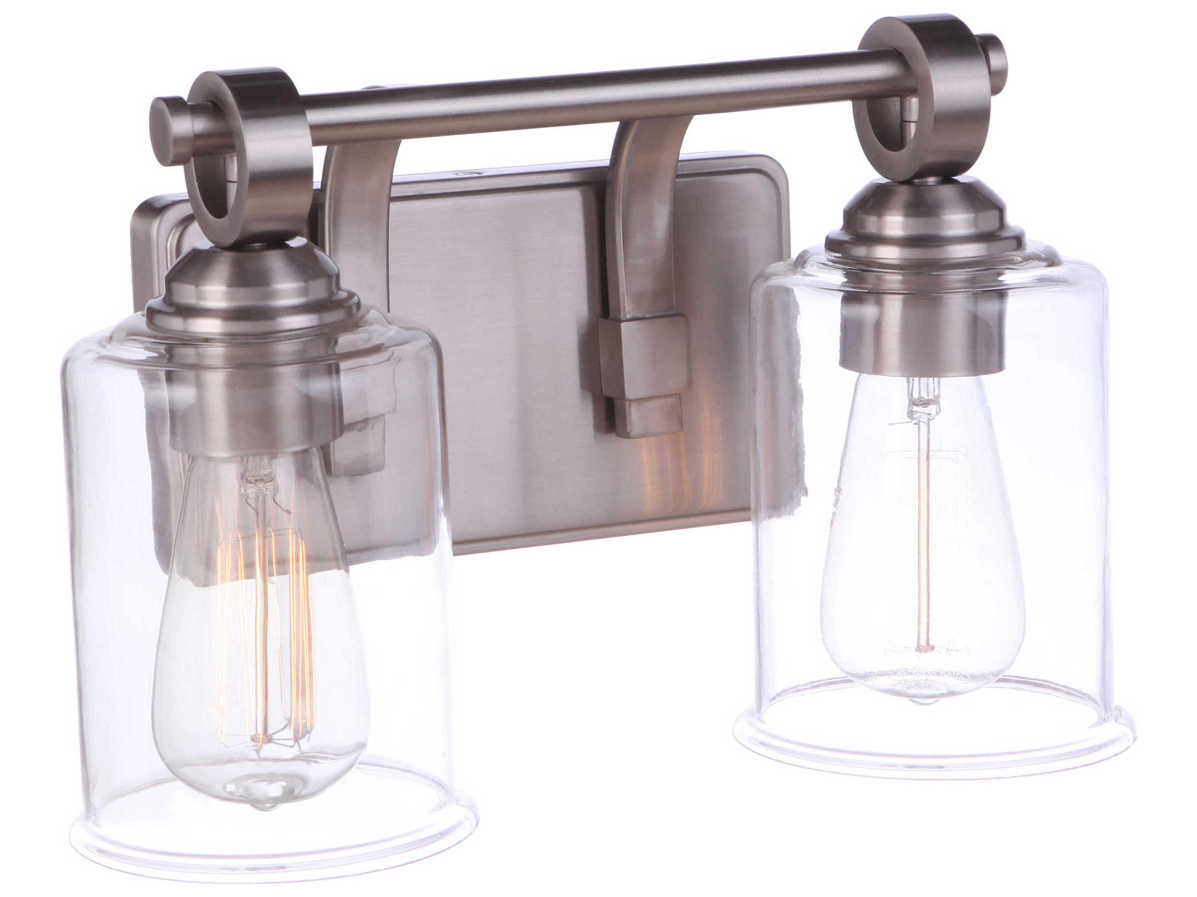 Craftmade Romero 2-Light Brushed Polished Nickel Glass Vanity Light