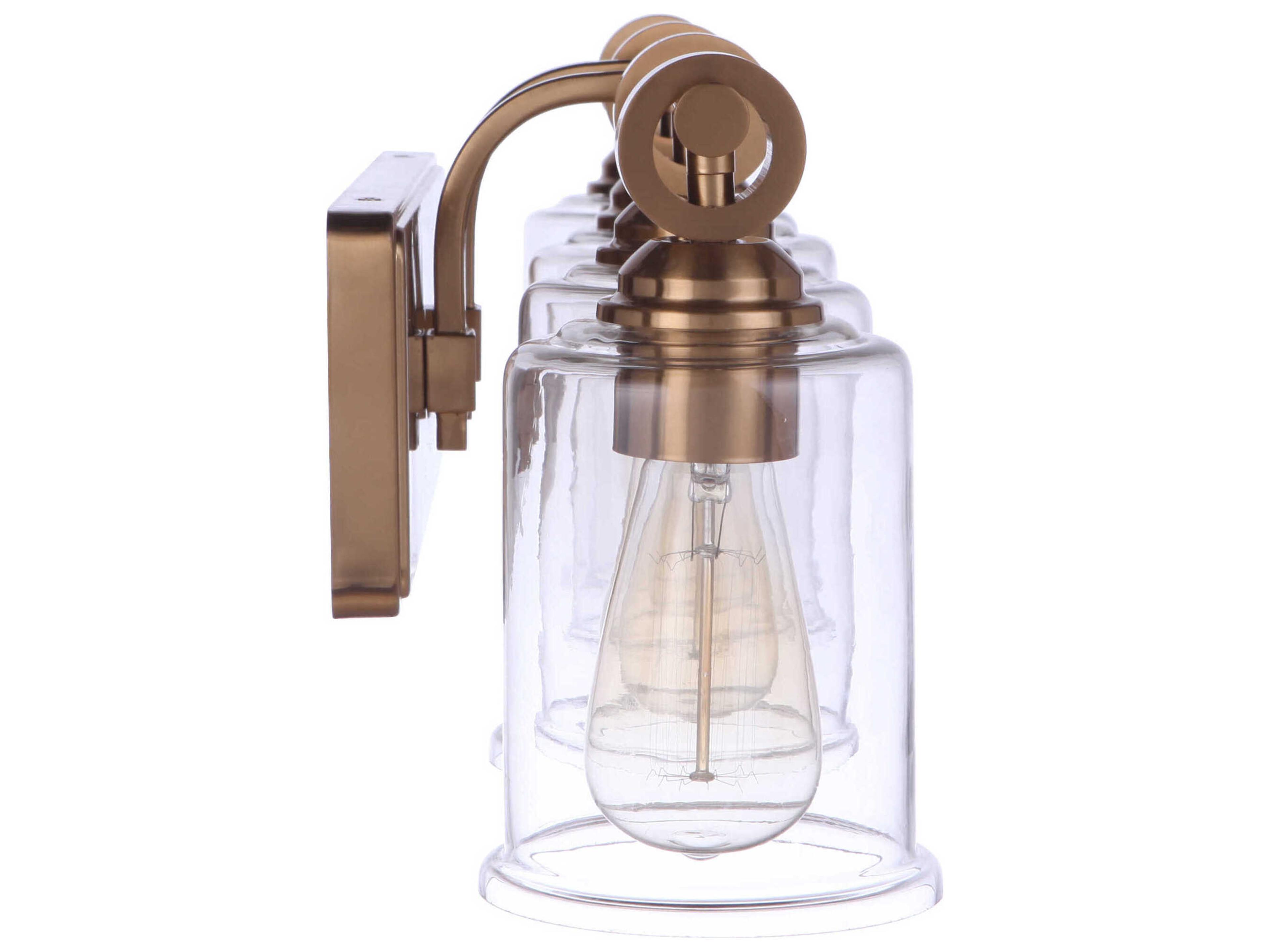 Craftmade Romero 4-Light Satin Brass Glass Vanity Light