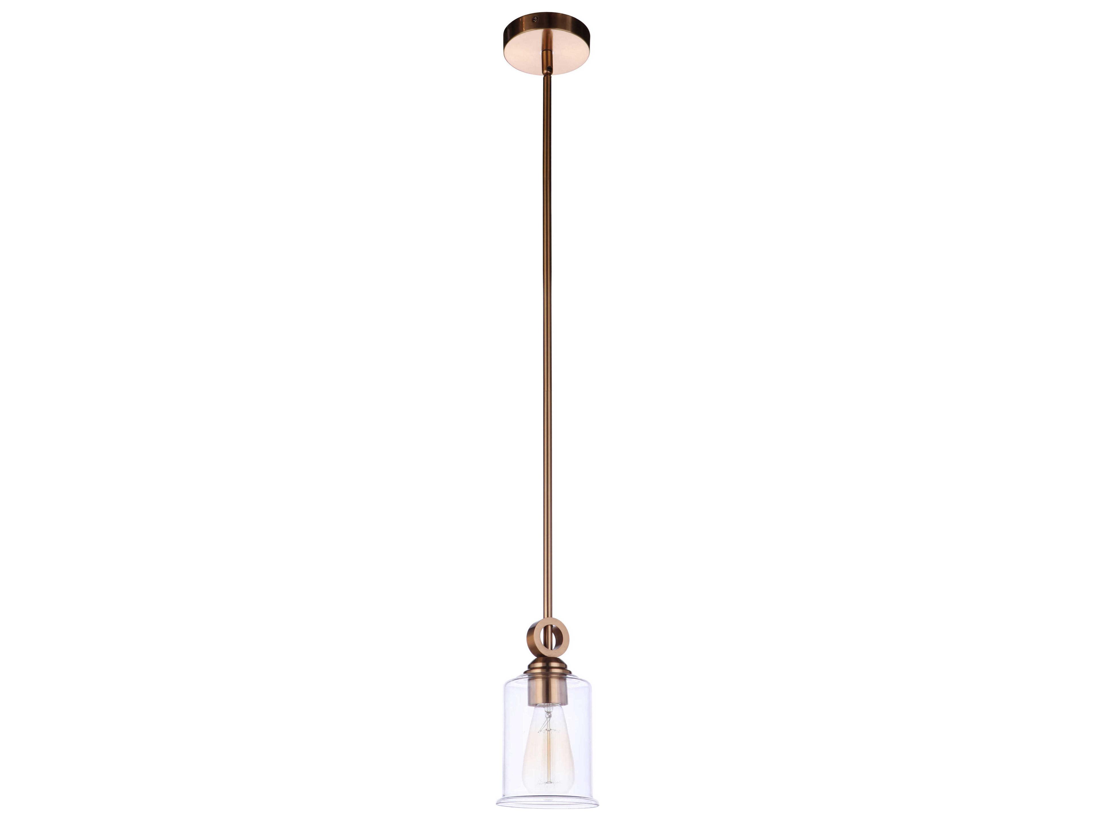 Romero 1-Light Satin Brass Glass Cylinder Mini Pendant