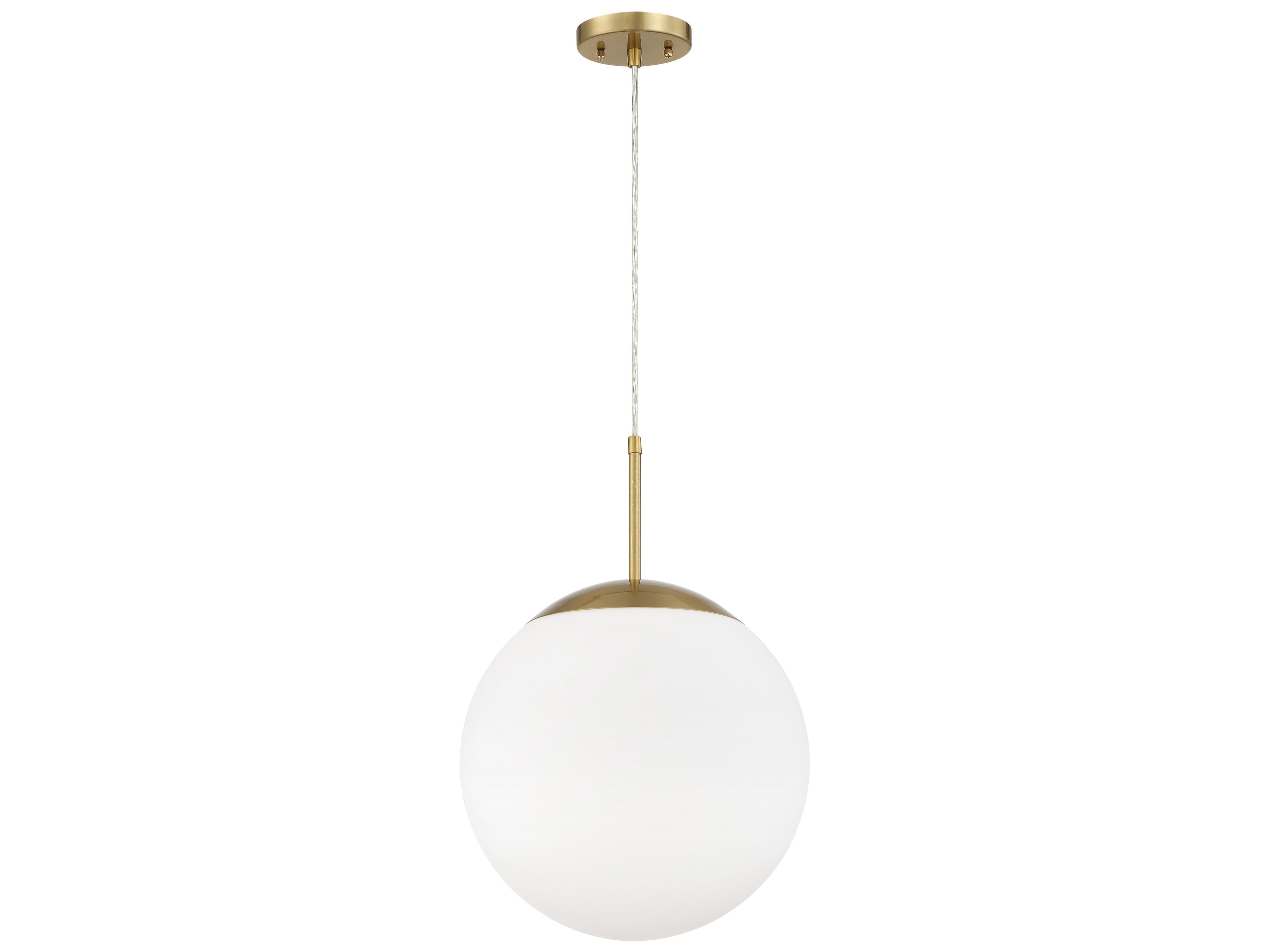 Gaze 1-Light Satin Brass White Glass Globe Pendant
