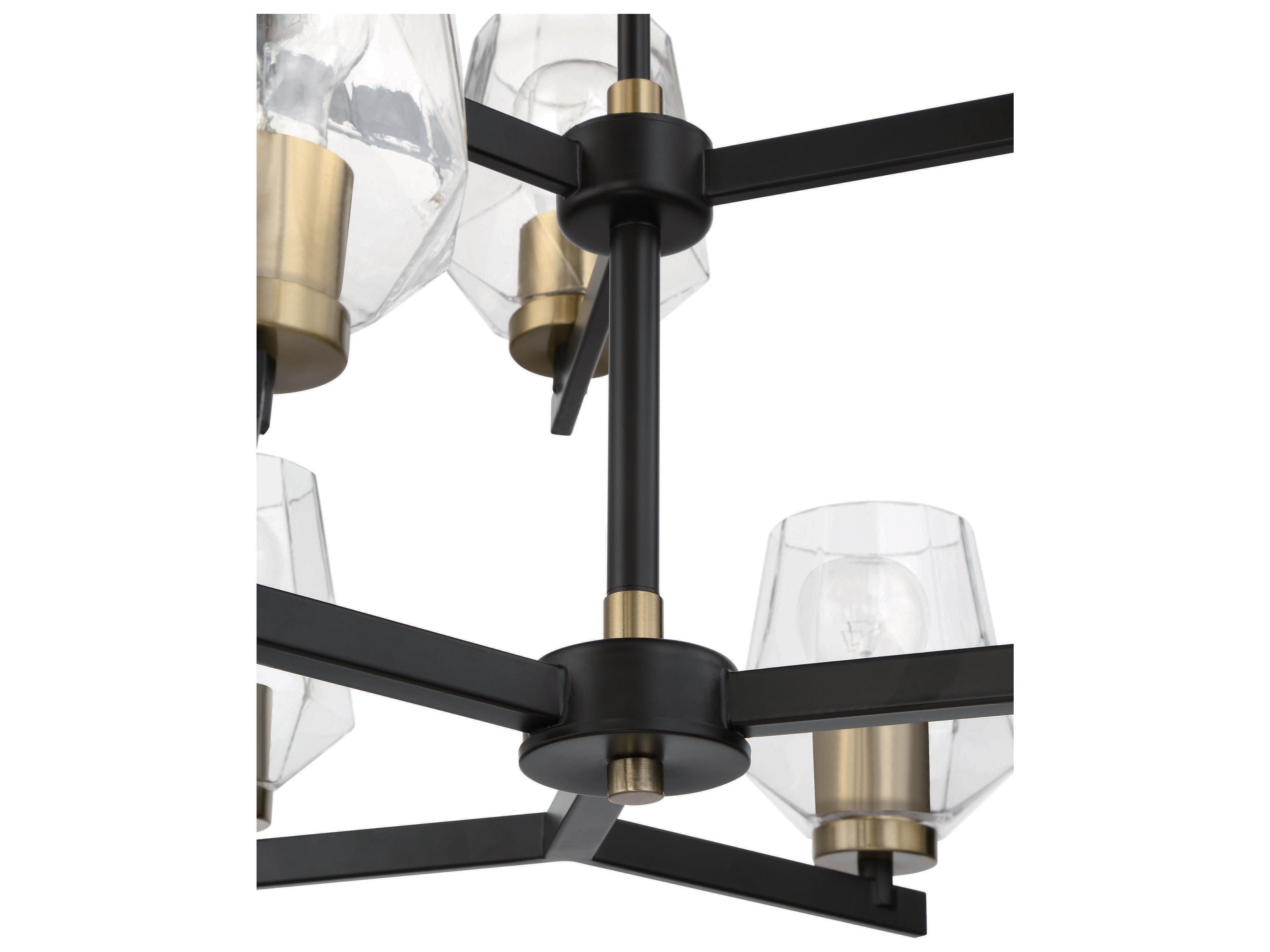 Craftmade Avante Grand 9-Light Flat Black Satin Brass Glass Chandelier