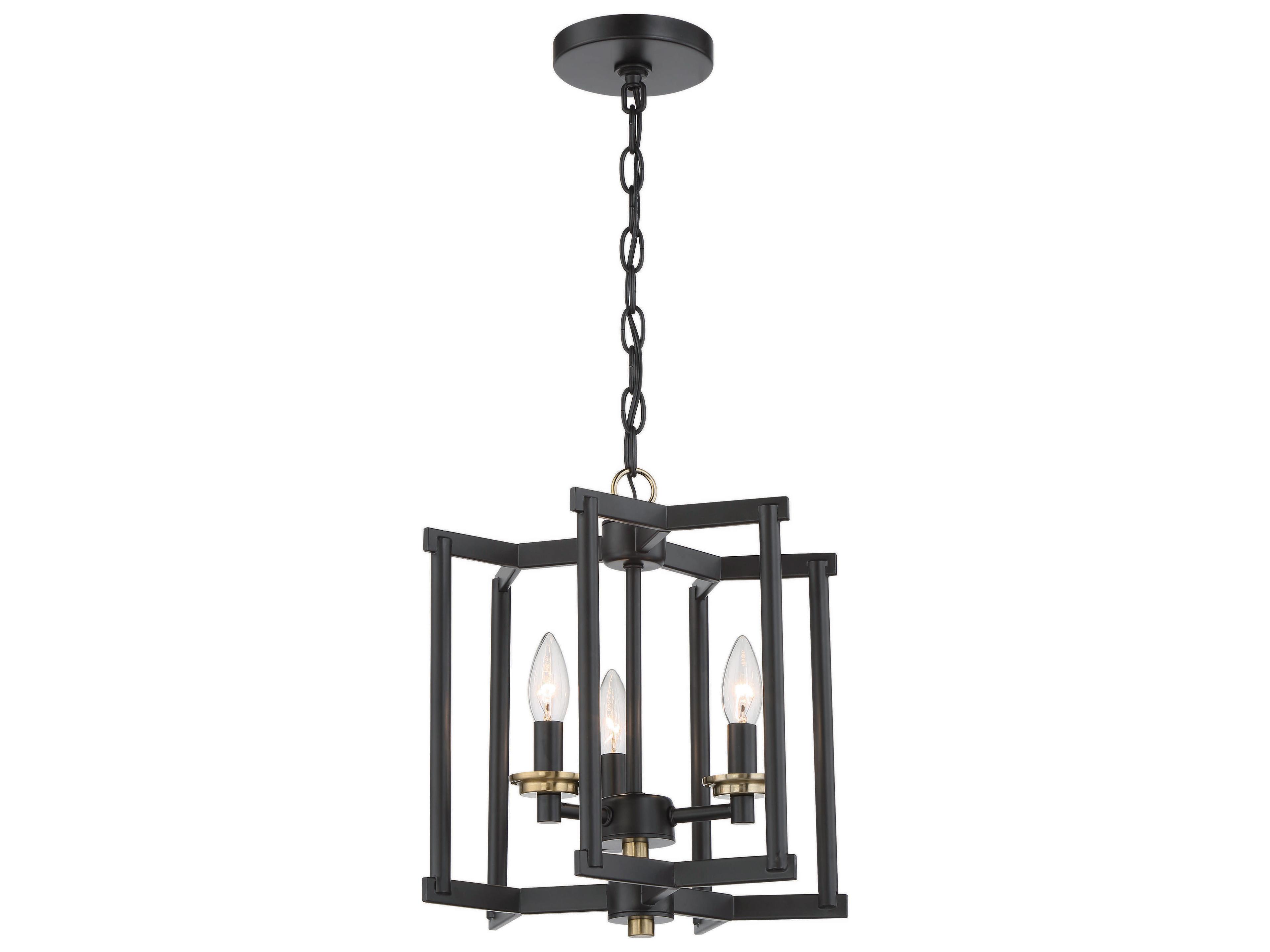 Craftmade Avante Grand 3-Light Flat Black Satin Brass Clear Glass Mini Pendant