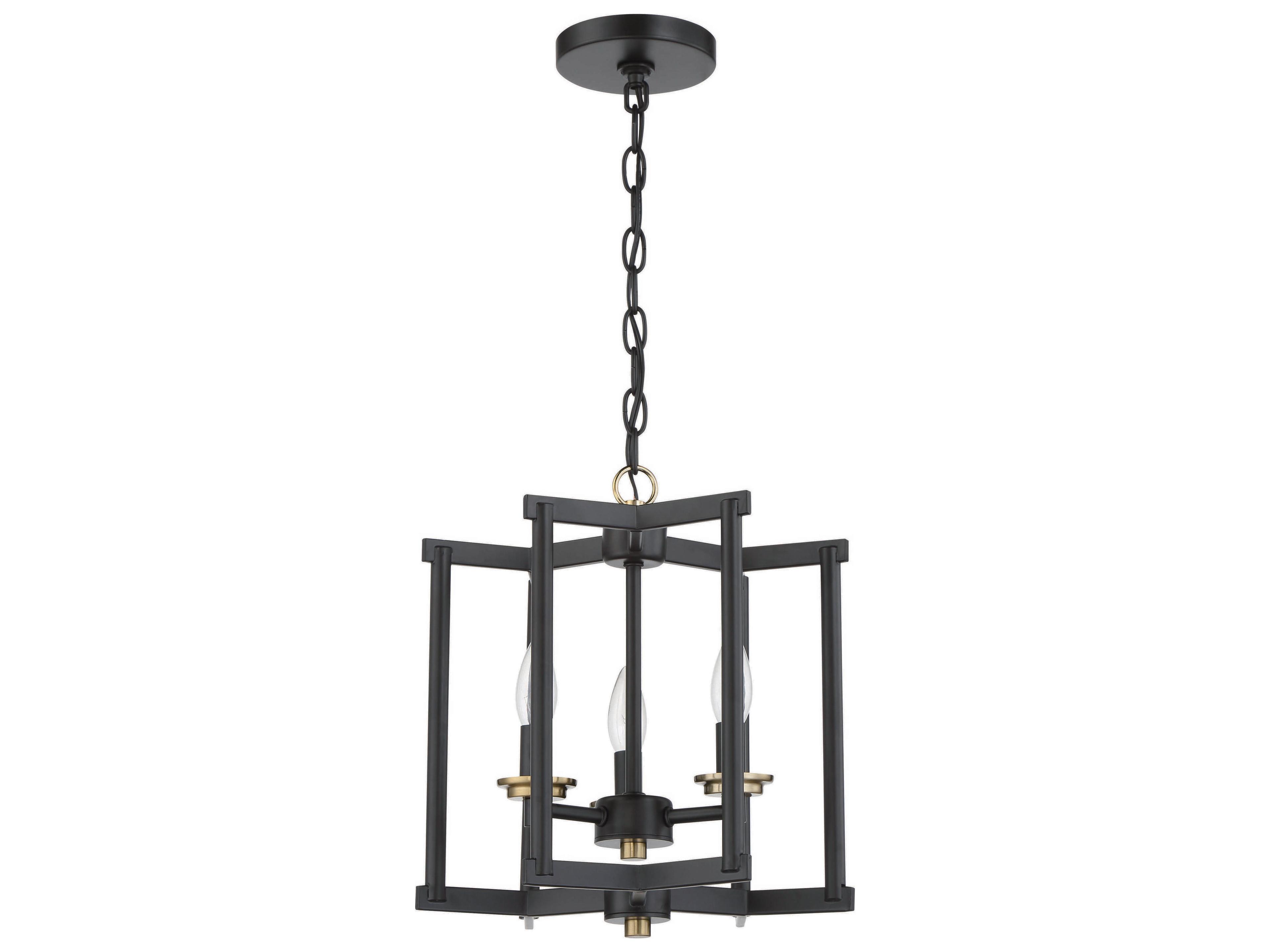 Craftmade Avante Grand 3-Light Flat Black Satin Brass Clear Glass Mini Pendant