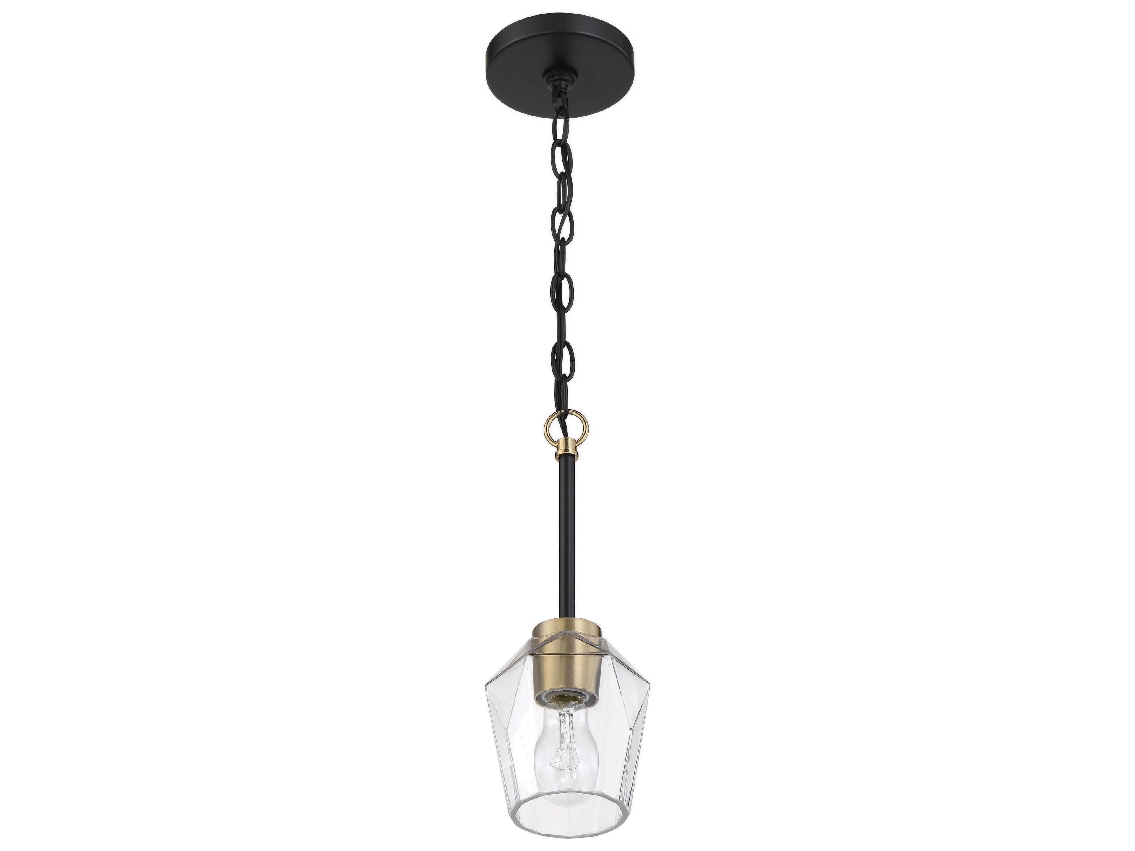 Craftmade Avante Grand 1-Light Flat Black Satin Brass Clear Glass Mini Pendant