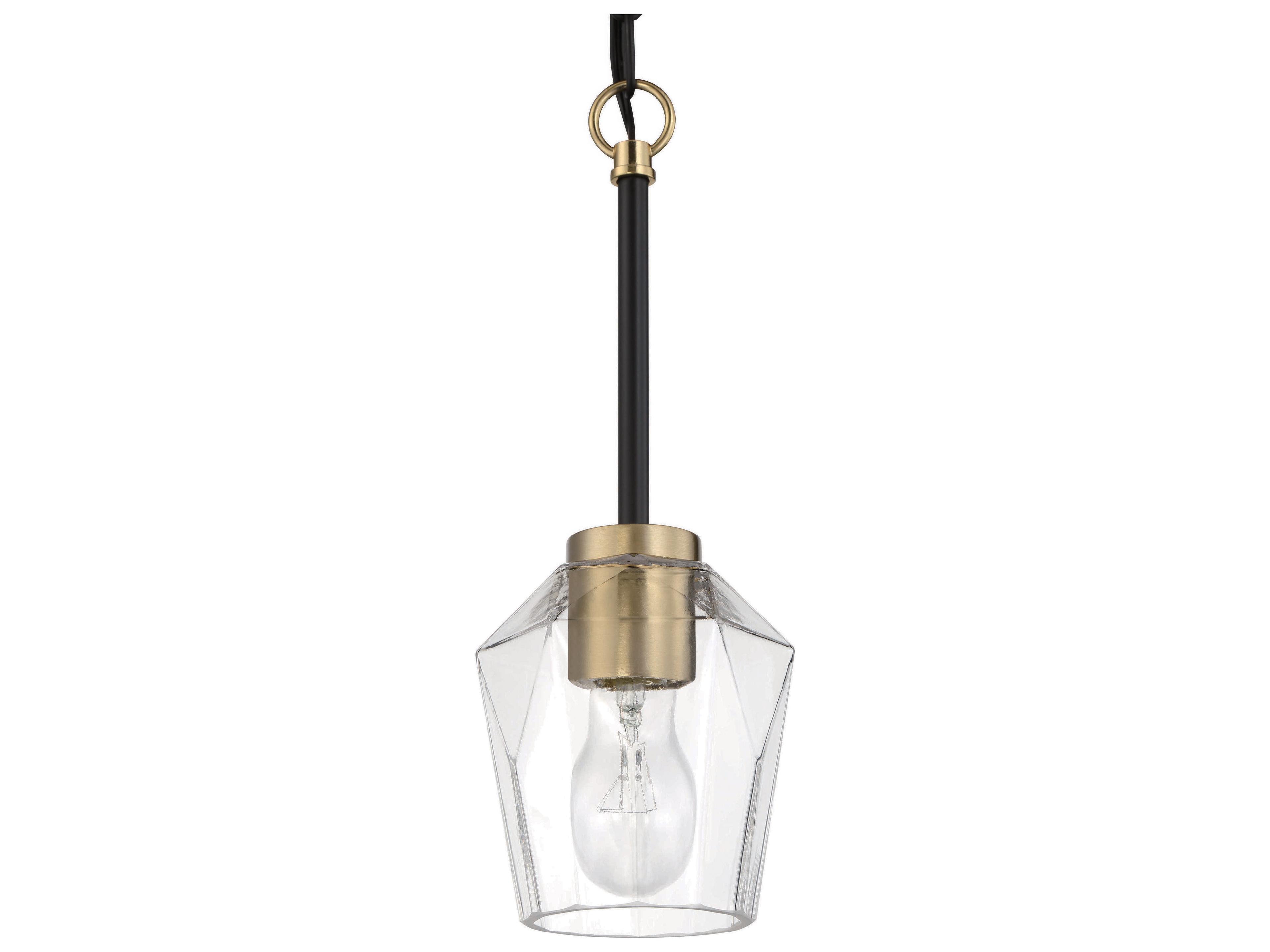 Craftmade Avante Grand 1-Light Flat Black Satin Brass Clear Glass Mini Pendant