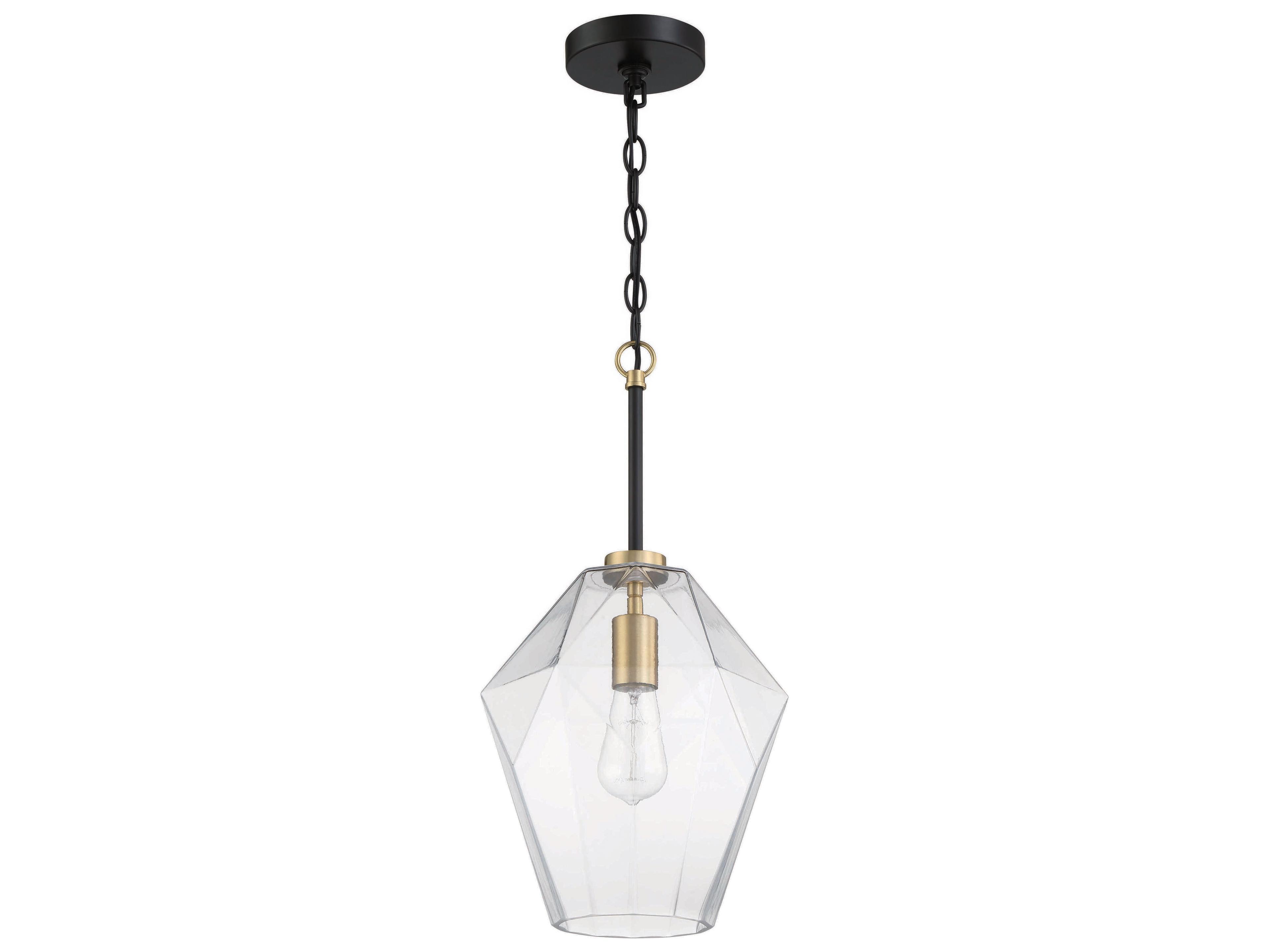 Avante Grand 1-Light Flat Black Satin Brass Mini Pendant