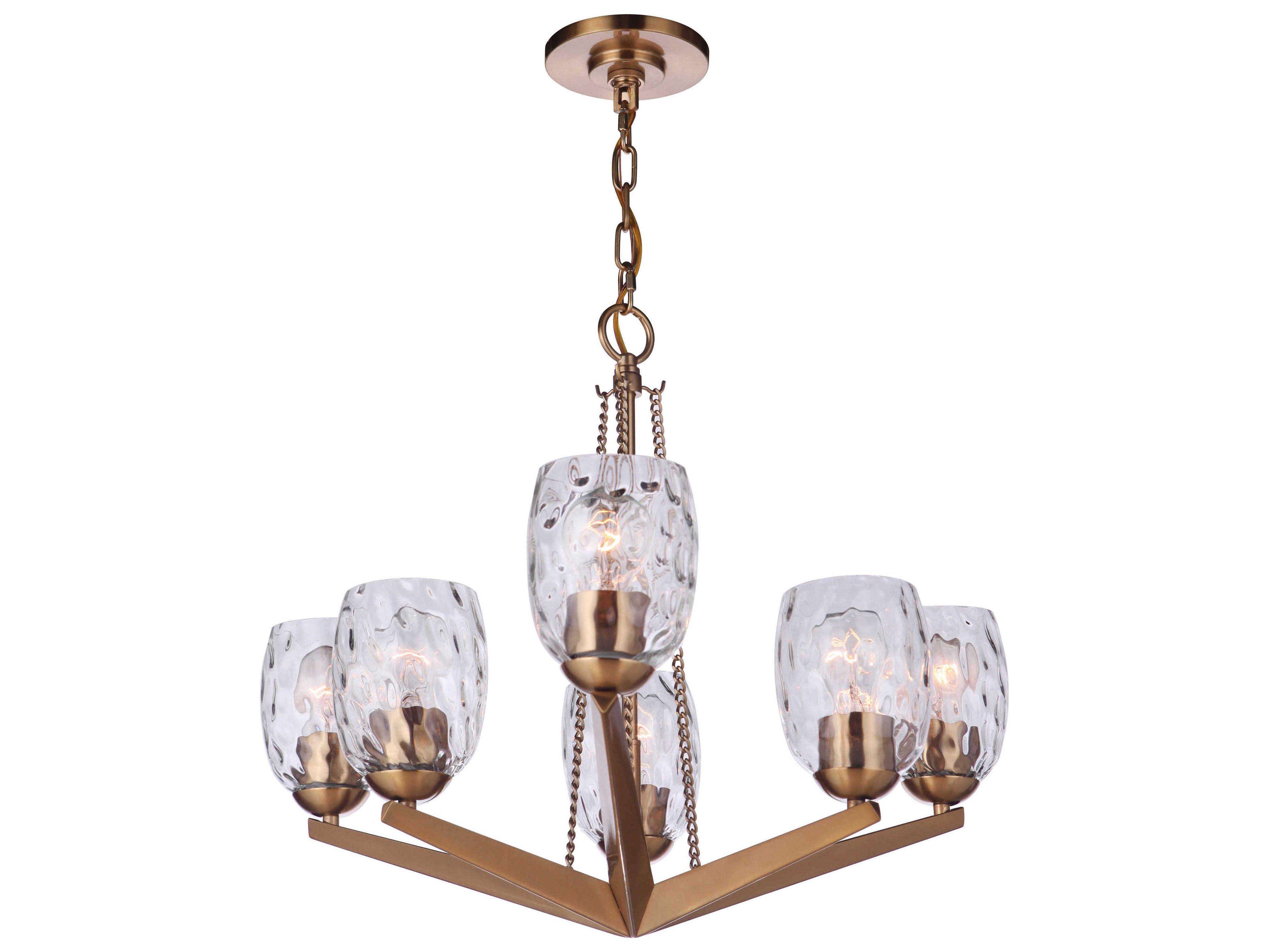 Guiding Star 6-Light Satin Brass Glass Chandelier