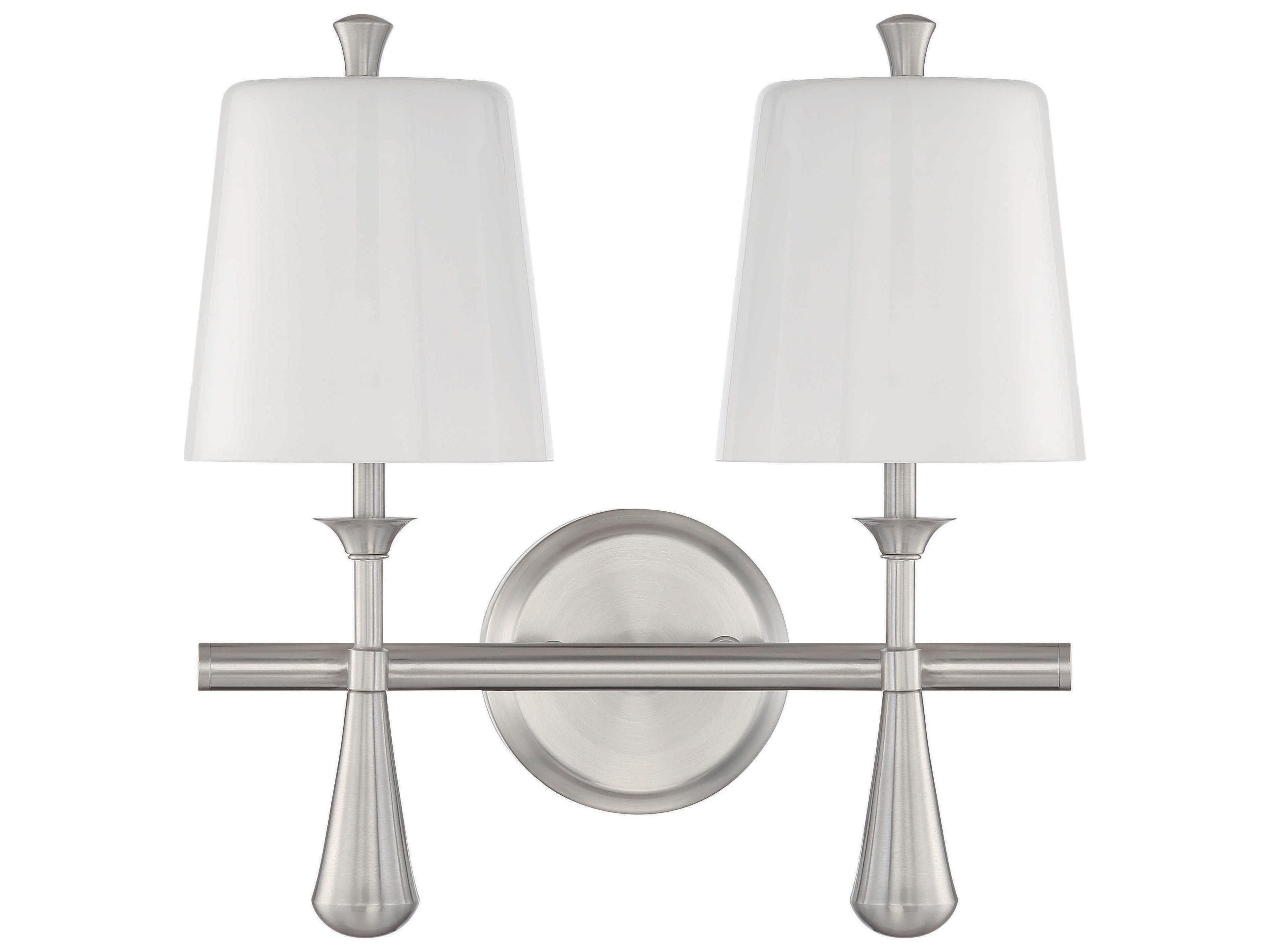 Palmer 2-Light Brushed Polished Nickel Glass Vanity Light