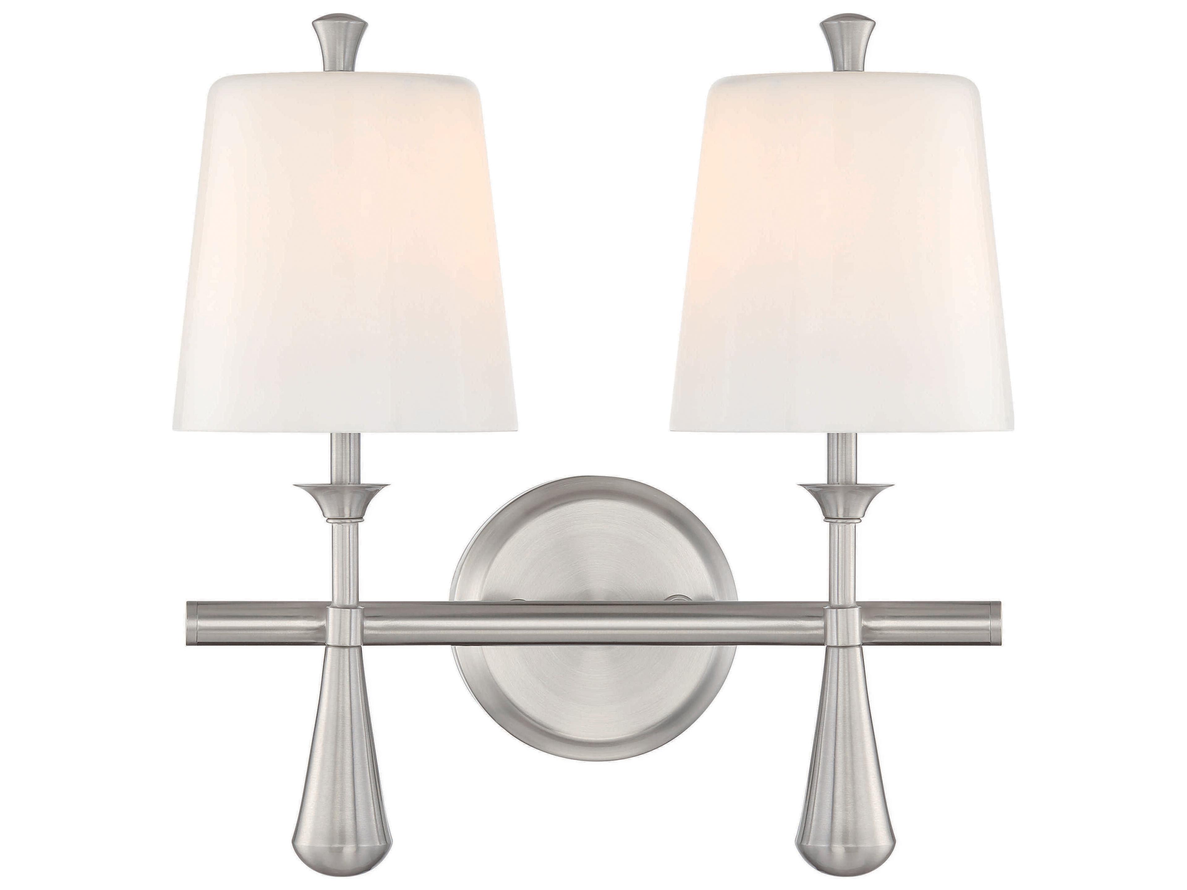 Craftmade Palmer 2-Light Brushed Polished Nickel Glass Vanity Light