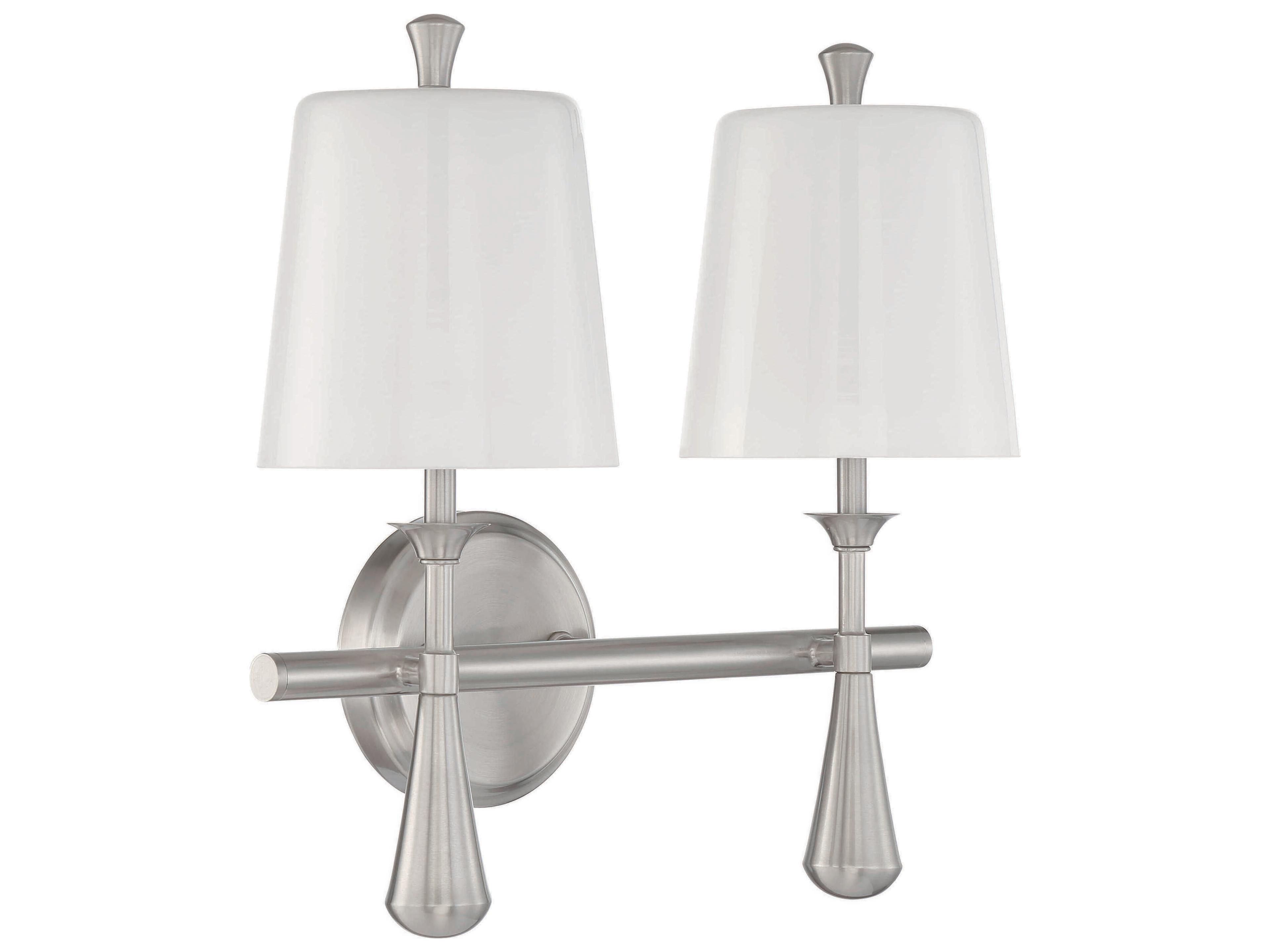 Craftmade Palmer 2-Light Brushed Polished Nickel Glass Vanity Light