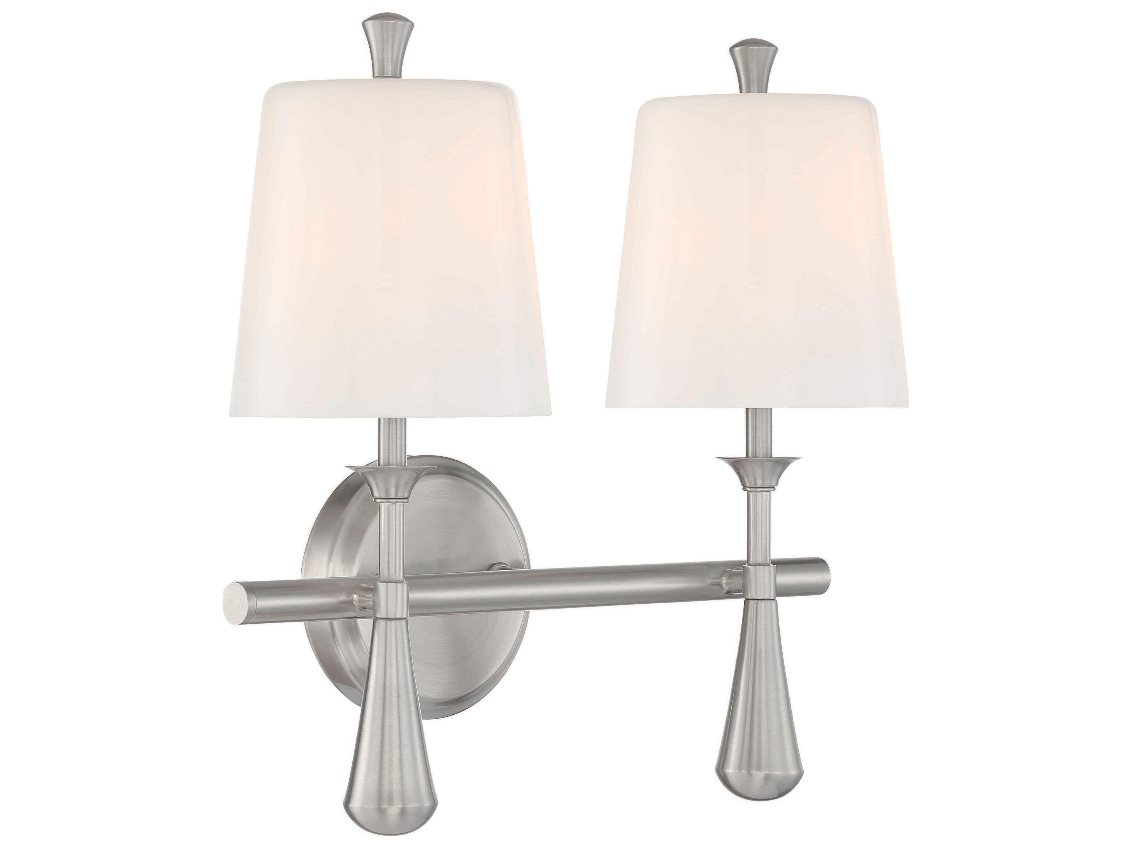 Craftmade Palmer 2-Light Brushed Polished Nickel Glass Vanity Light