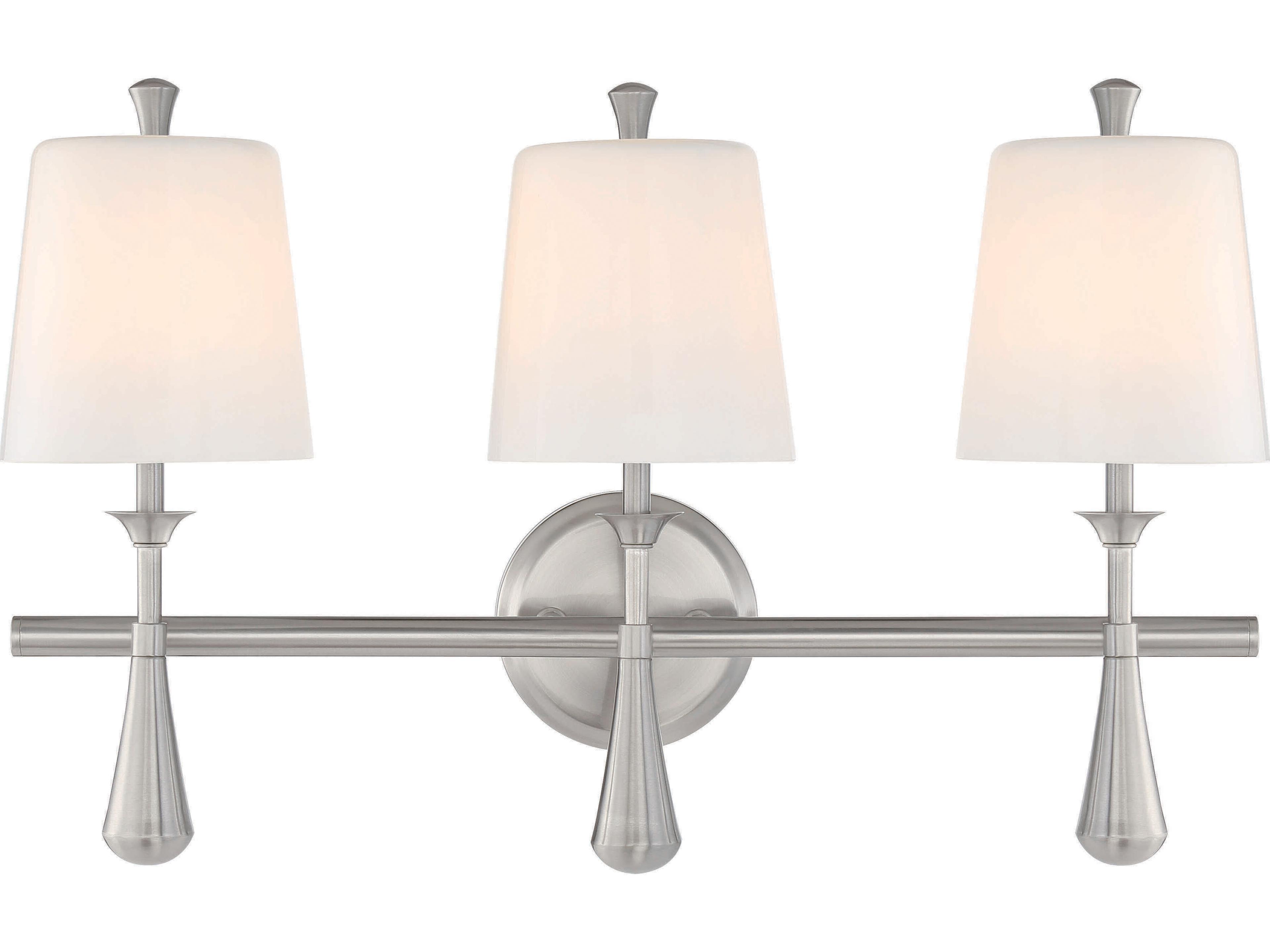 Craftmade Palmer 3-Light Brushed Polished Nickel Glass Vanity Light