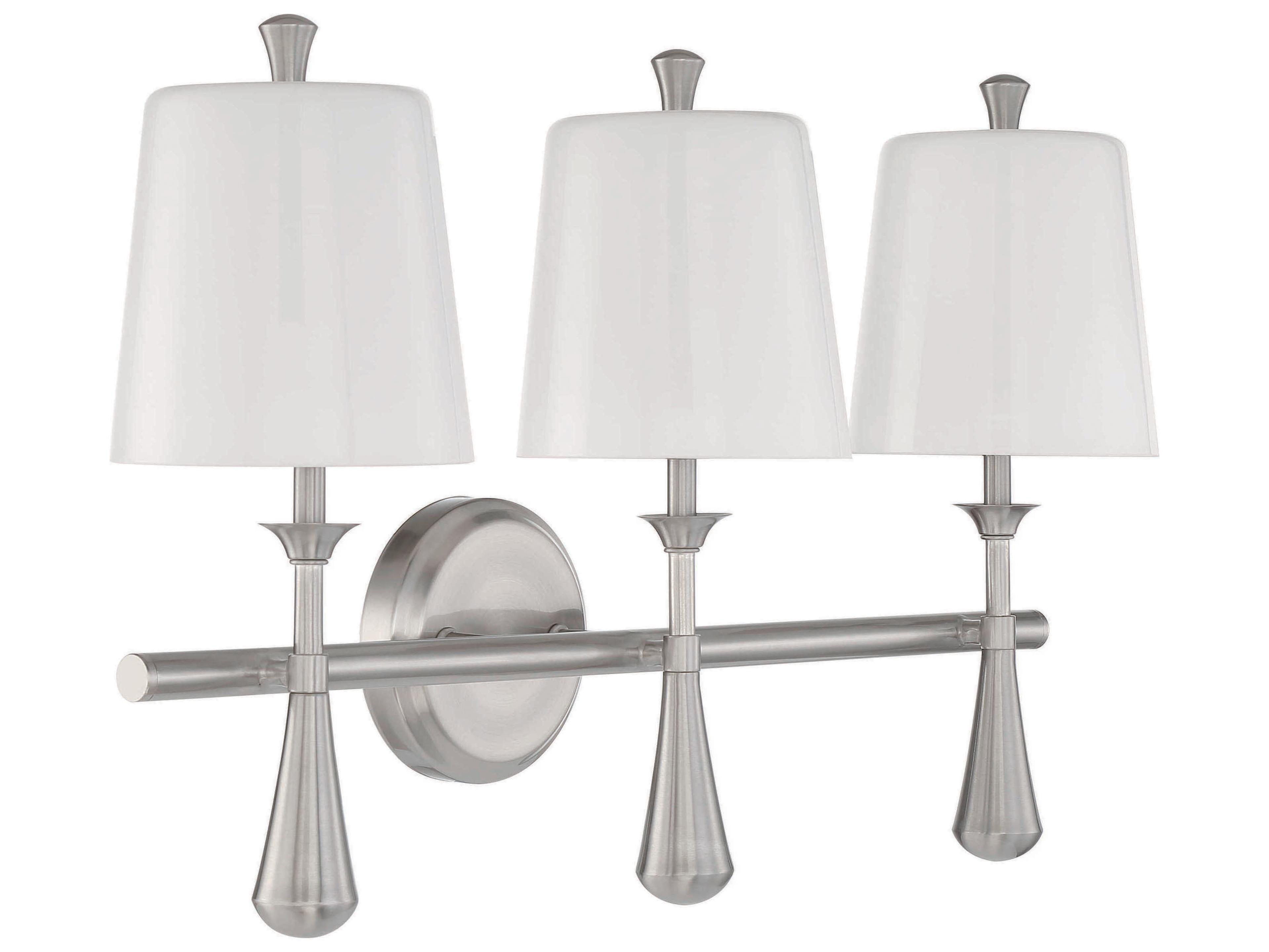 Craftmade Palmer 3-Light Brushed Polished Nickel Glass Vanity Light