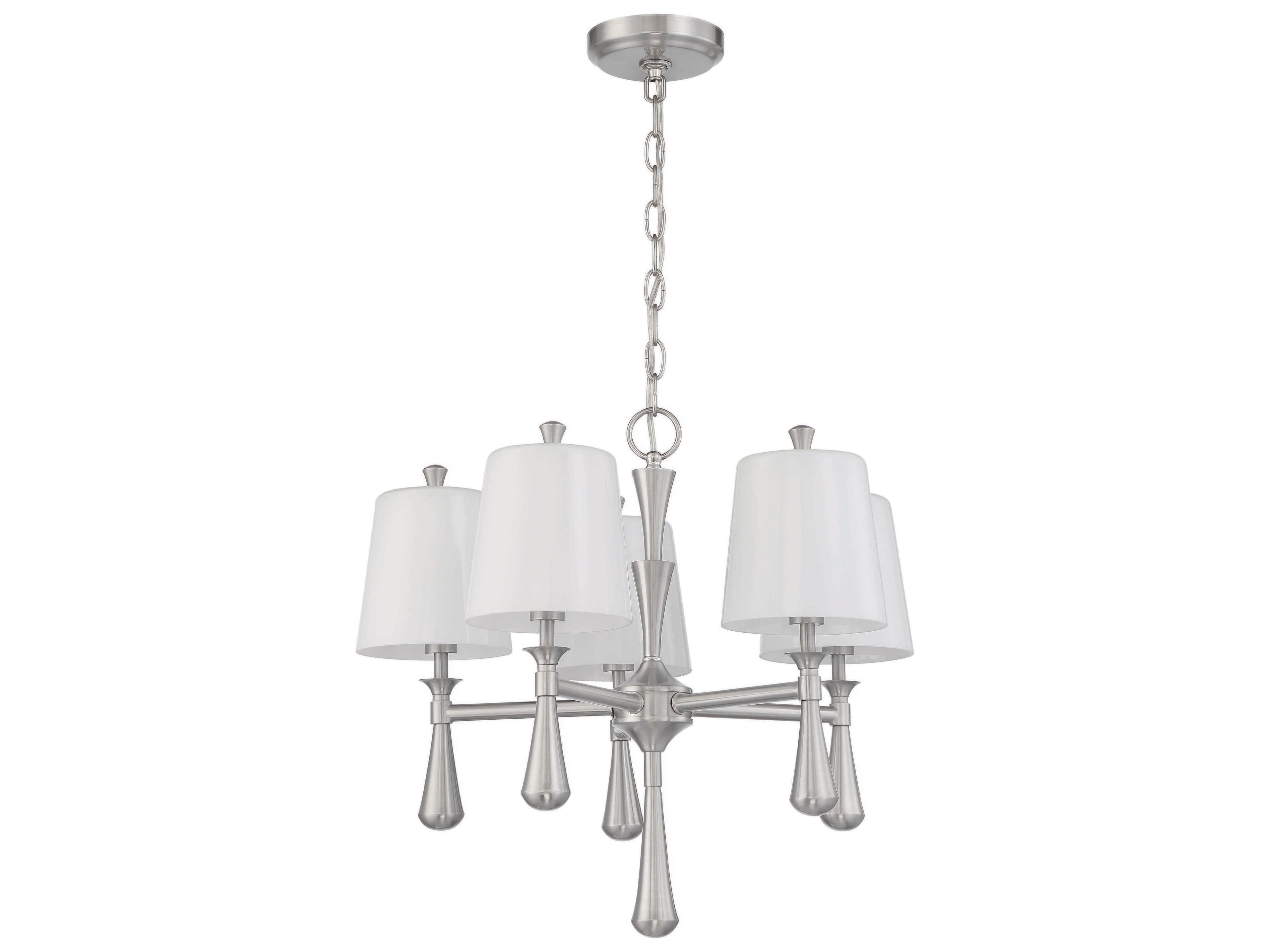 Palmer 5-Light Brushed Polished Nickel Glass Chandelier
