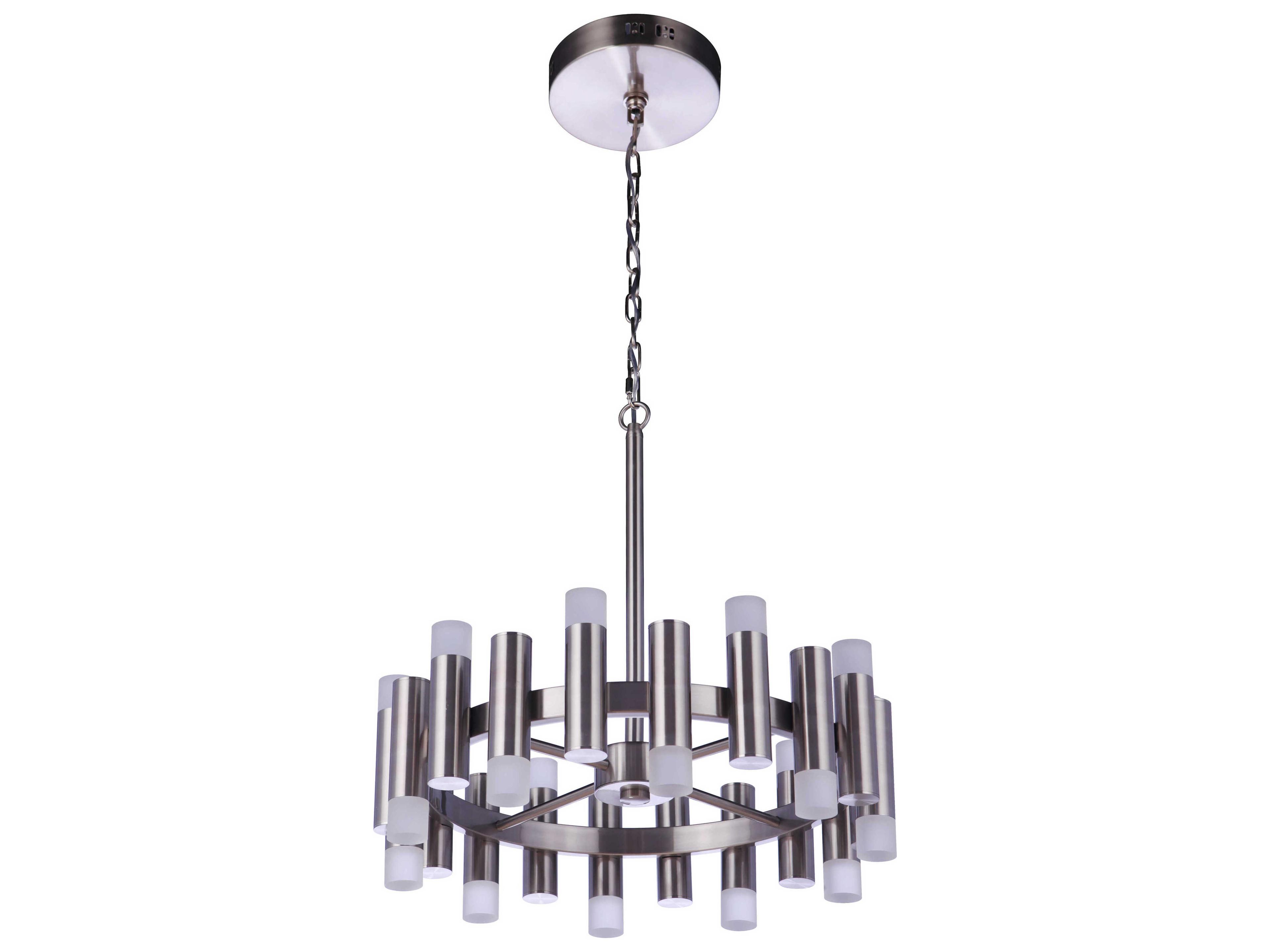 Simple Lux 20-Light Brushed Polished Nickel LED Cylinder Chandelier