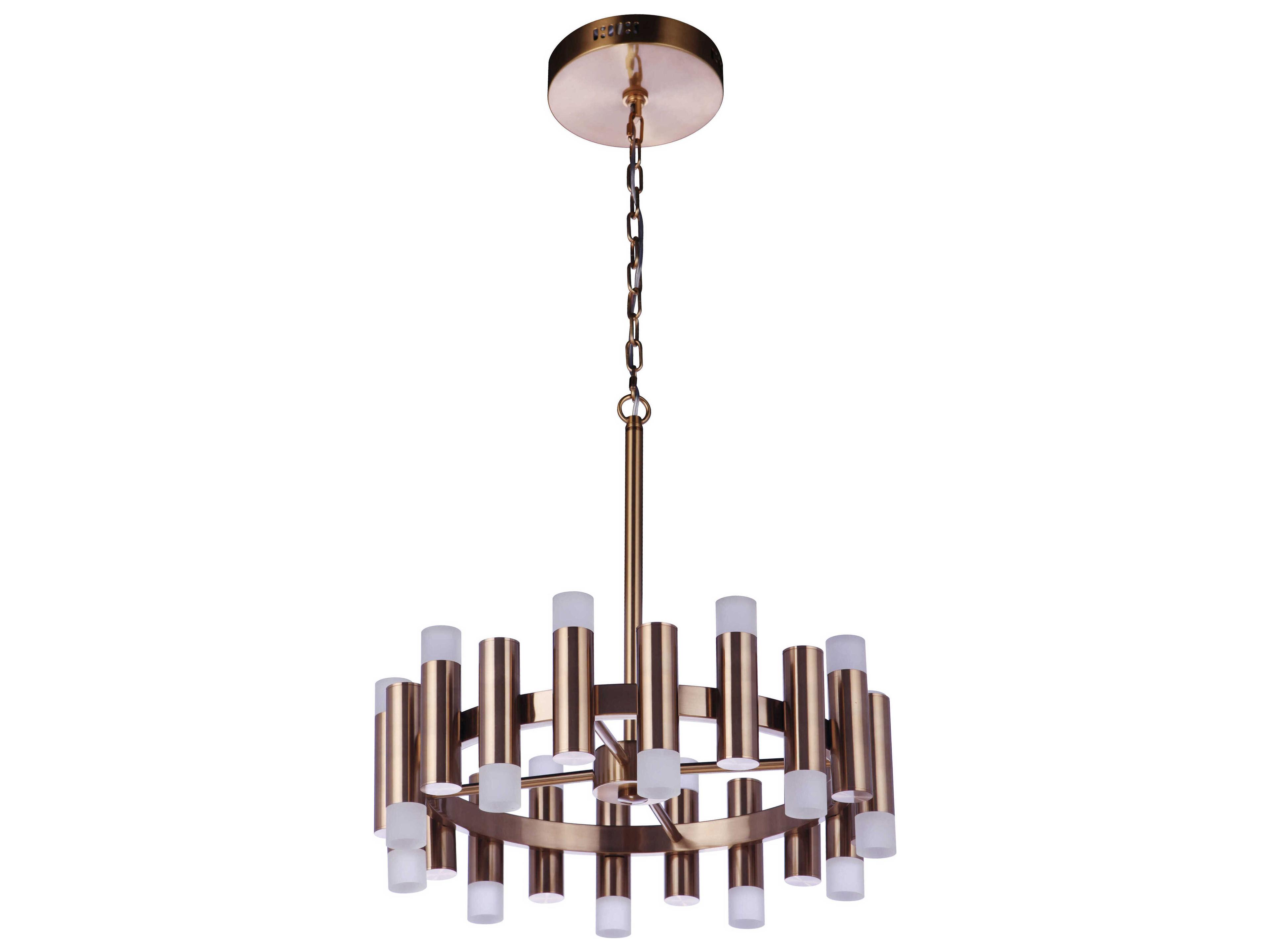 Simple Lux 20-Light Satin Brass LED Cylinder Chandelier