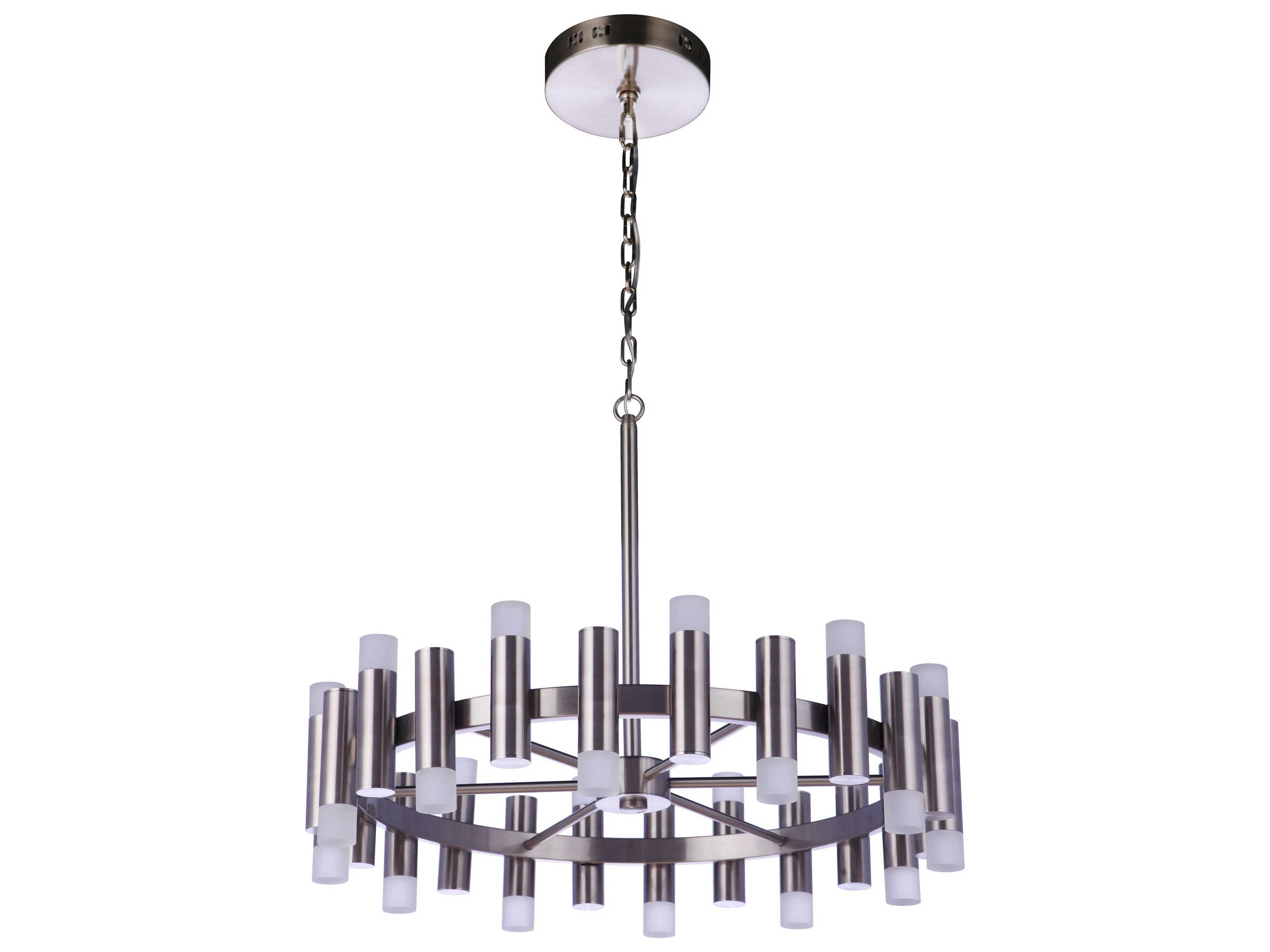 Simple Lux 24-Light Brushed Polished Nickel LED Cylinder Chandelier