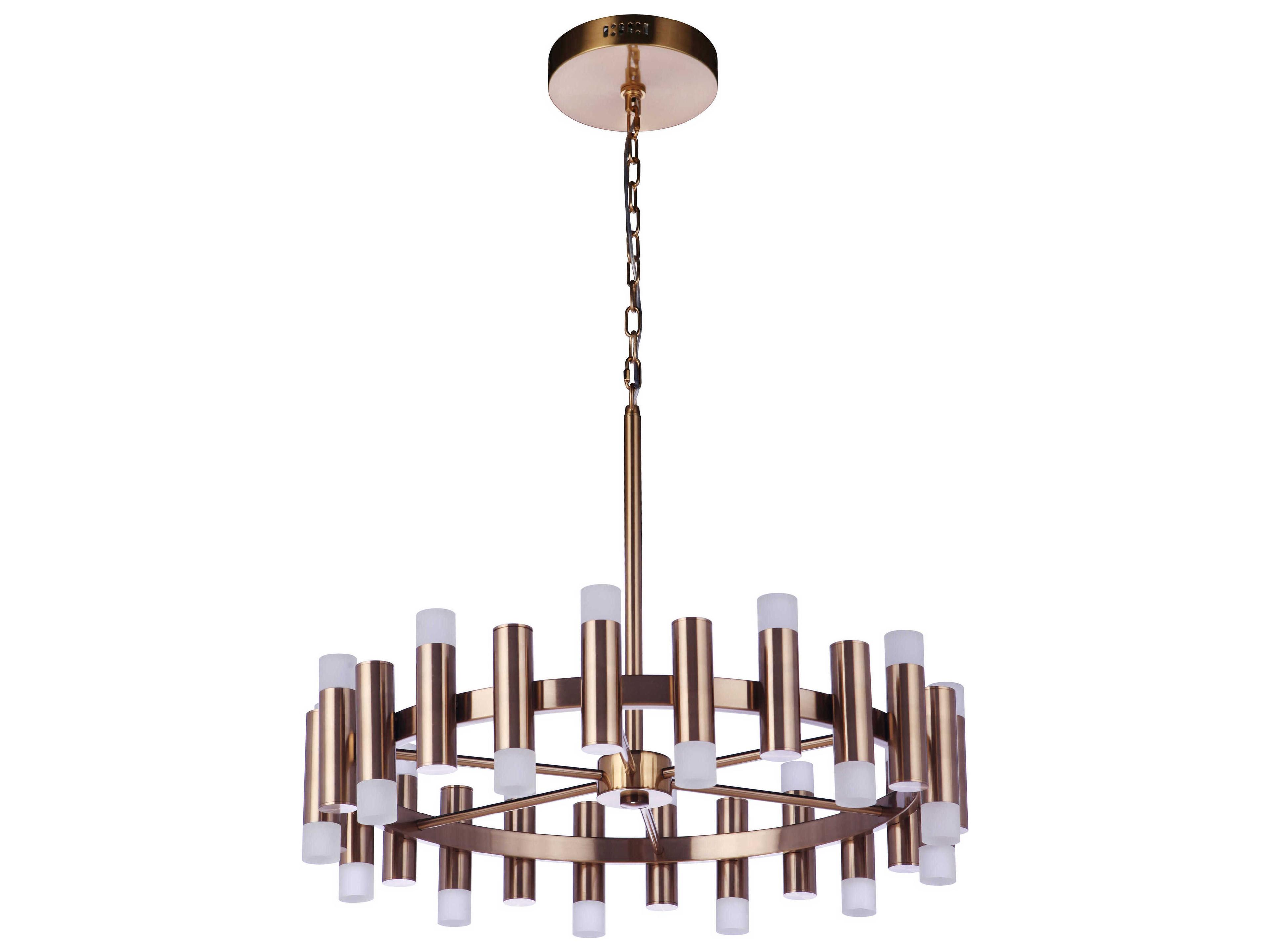 Simple Lux 24-Light Satin Brass LED Cylinder Chandelier