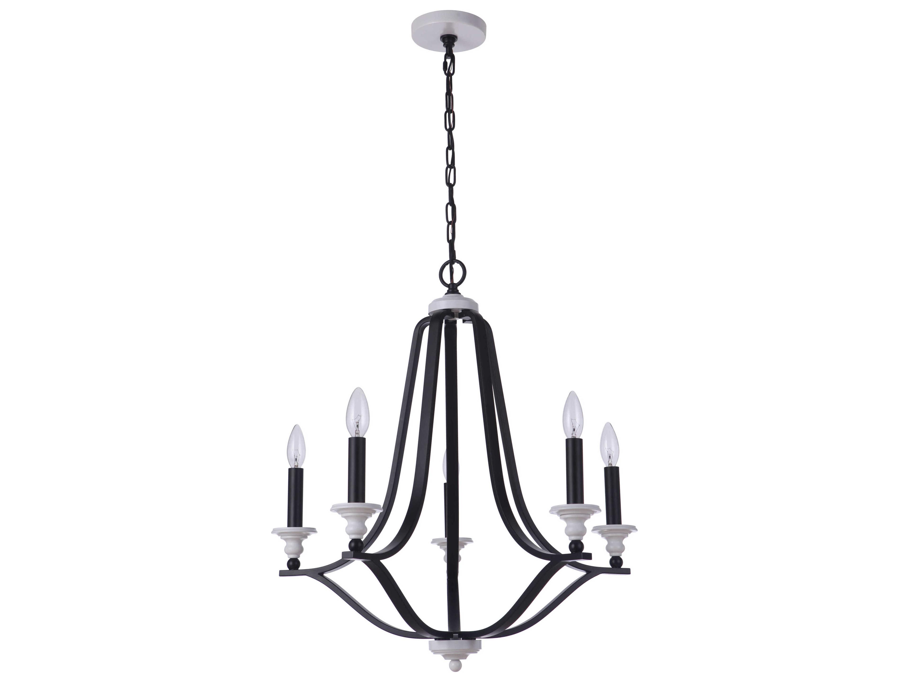 Esme 5-Light Flat Black Matte White Chandelier