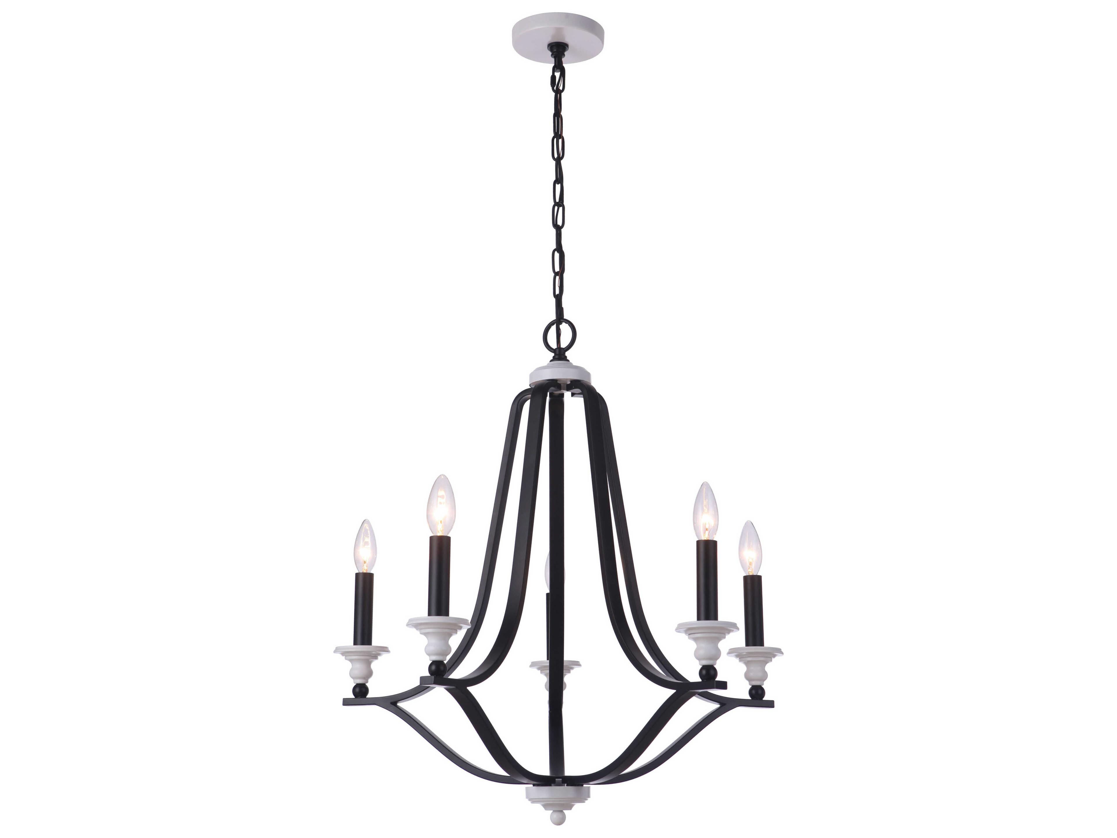 Craftmade Esme 5-Light Flat Black Matte White Chandelier