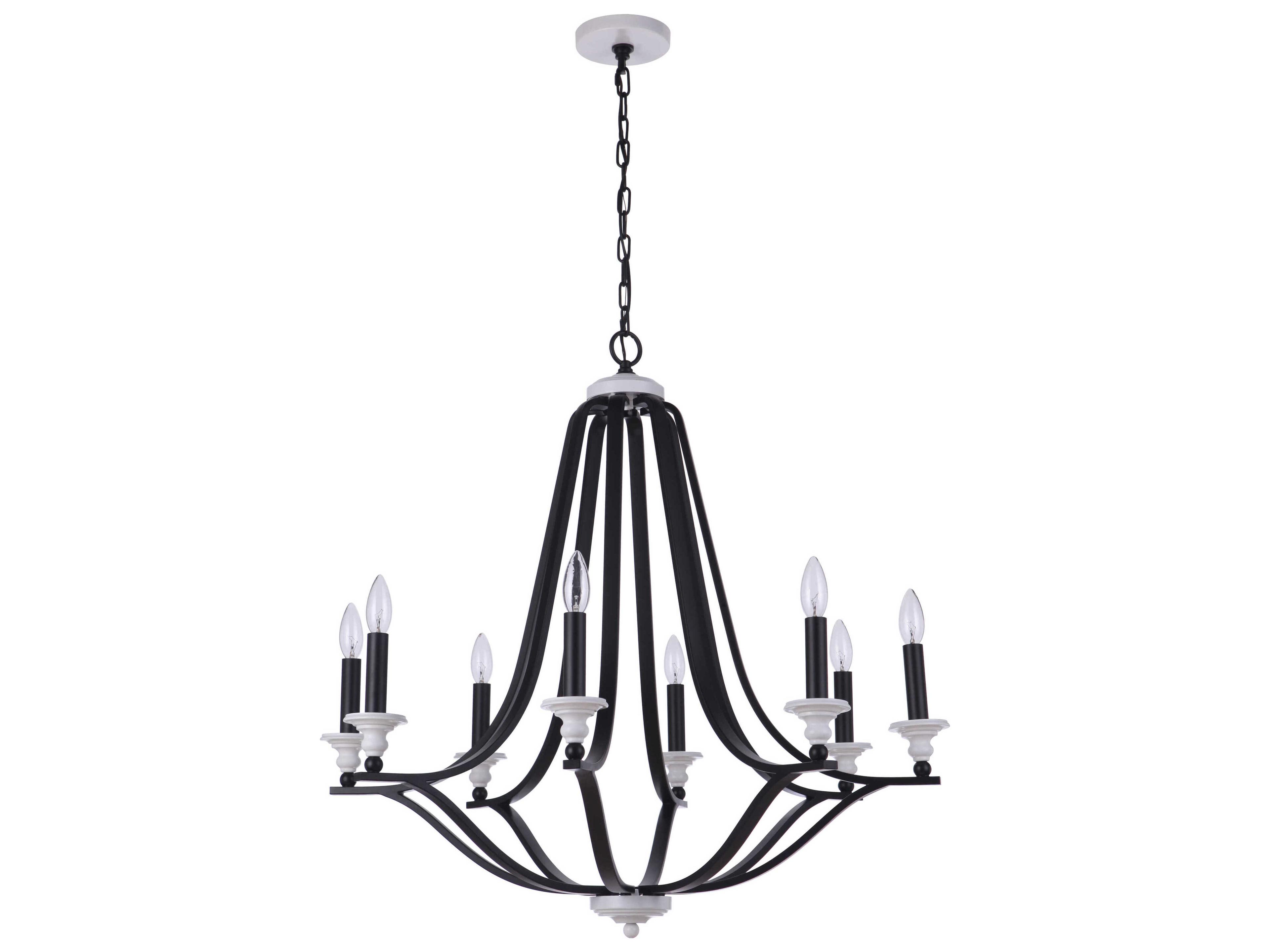 Esme 8-Light Flat Black Matte White Chandelier