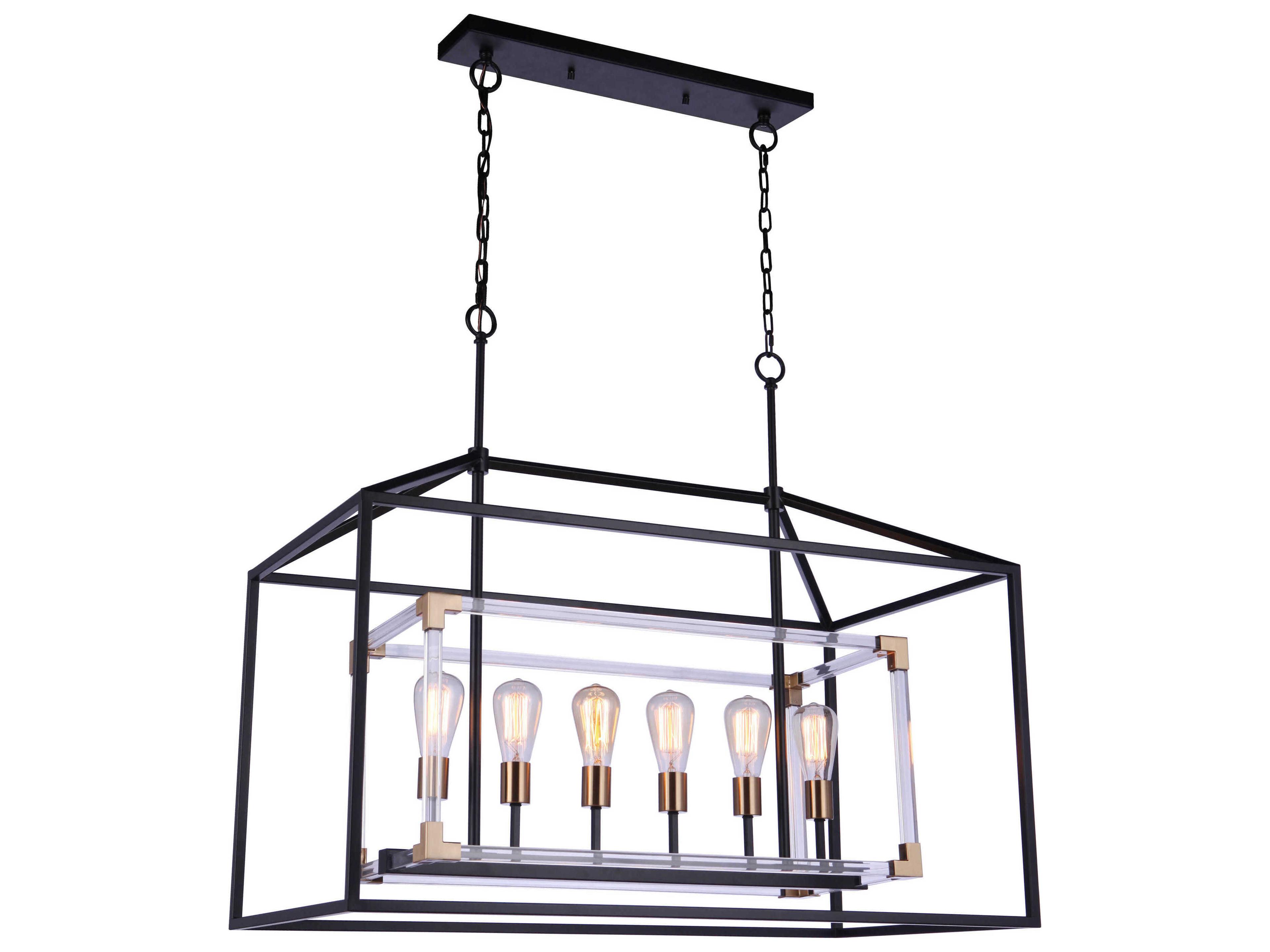 Craftmade Aaron 6-Light Flat Black Satin Brass Linear Island Pendant
